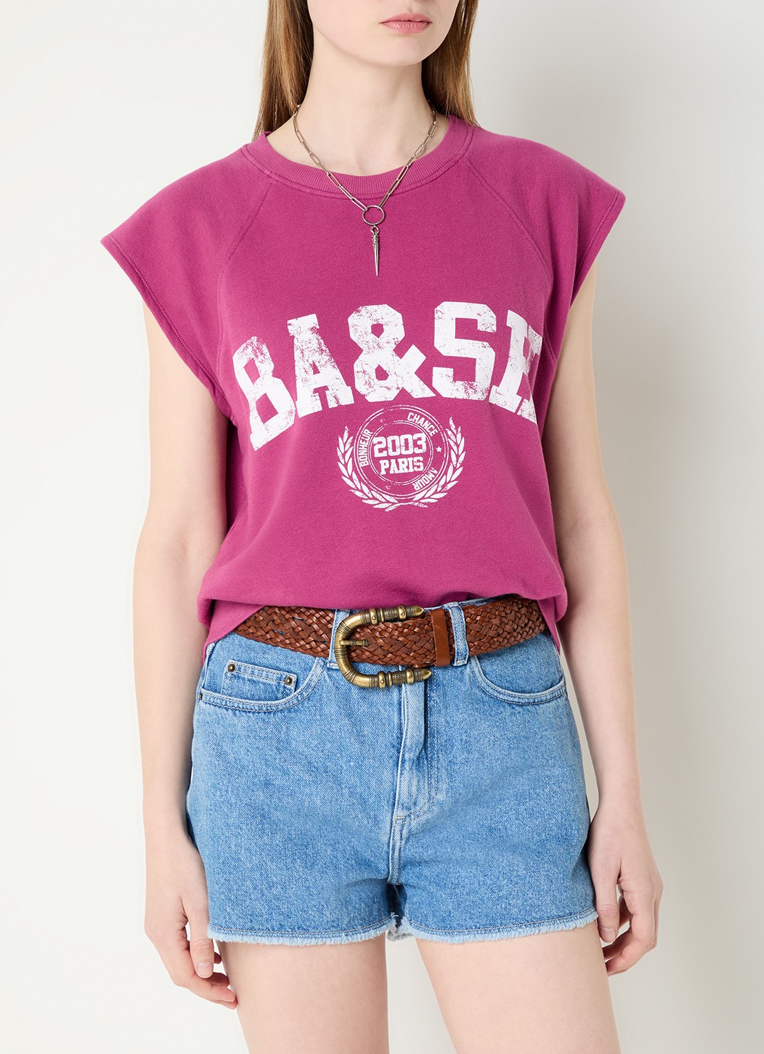ba&sh Beata sweater met logoprint - detail 4 donkerroze