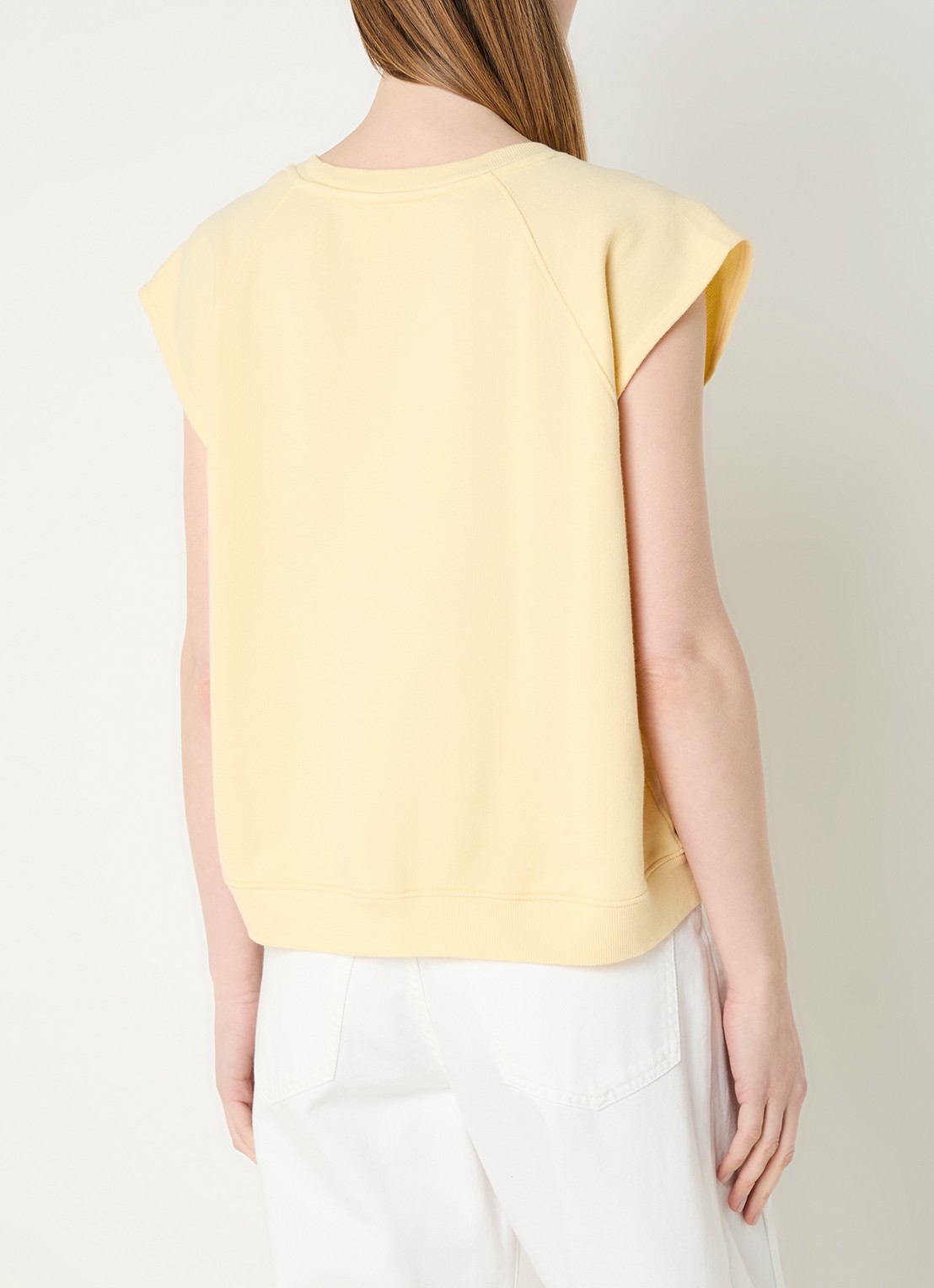 ba&sh Beata sweater met logoprint - achterkant lichtgeel