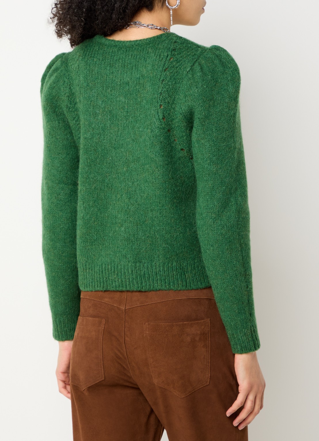 ba&sh Belma grofgebreide trui in alpaca wolblend - achterkant 4 groen