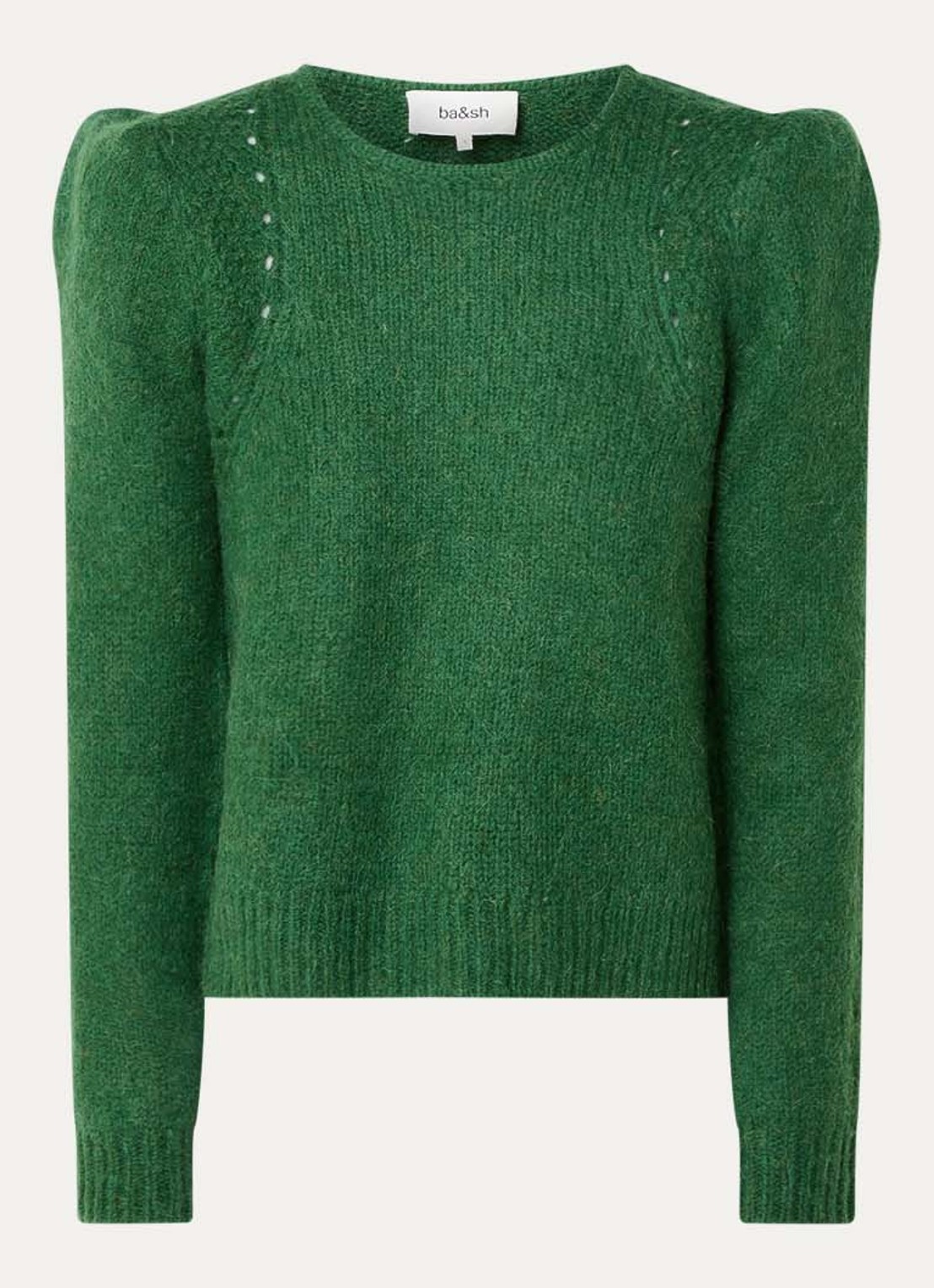 ba&sh Belma grofgebreide trui in alpaca wolblend - voorkant 2 groen