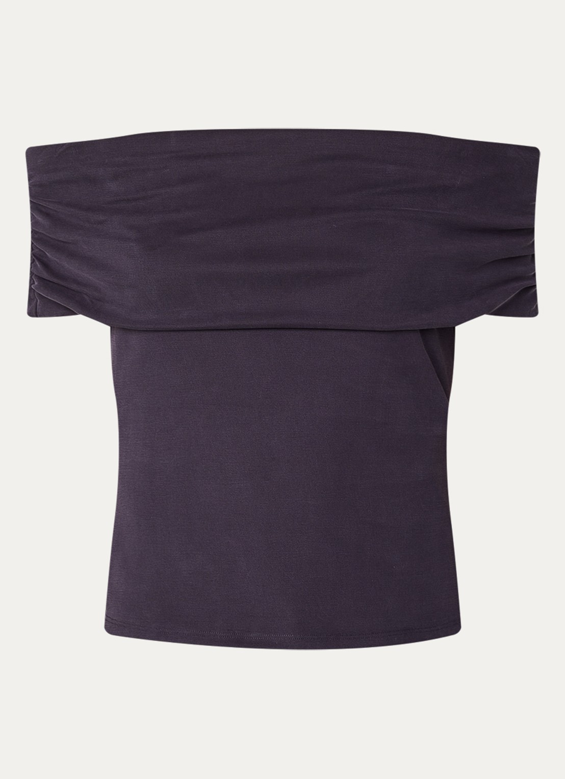ba&sh Bene ribgebreide off shoulder top - voorkant donkerblauw