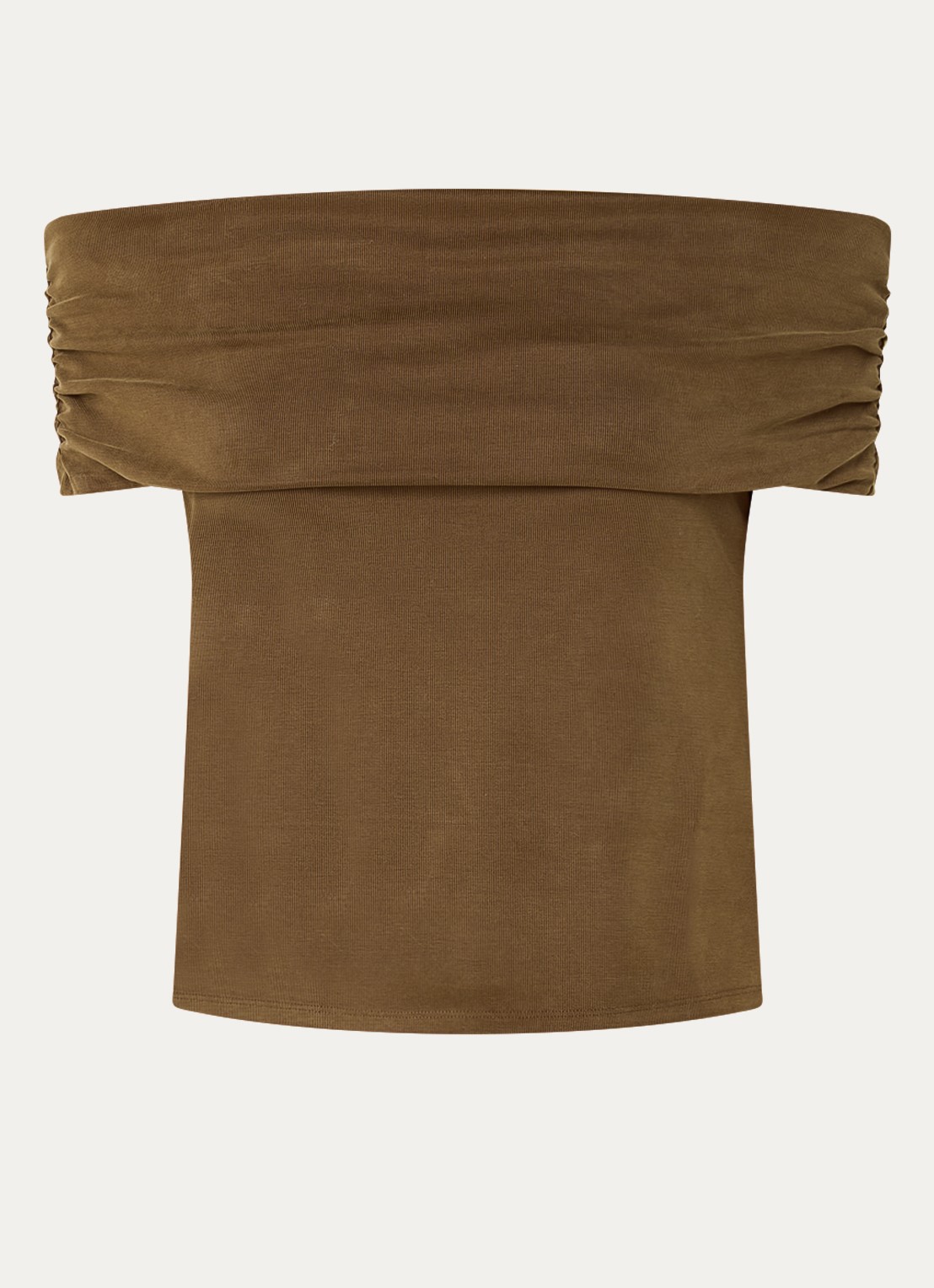 ba&sh Bene ribgebreide off shoulder top - voorkant 2 mosgroen