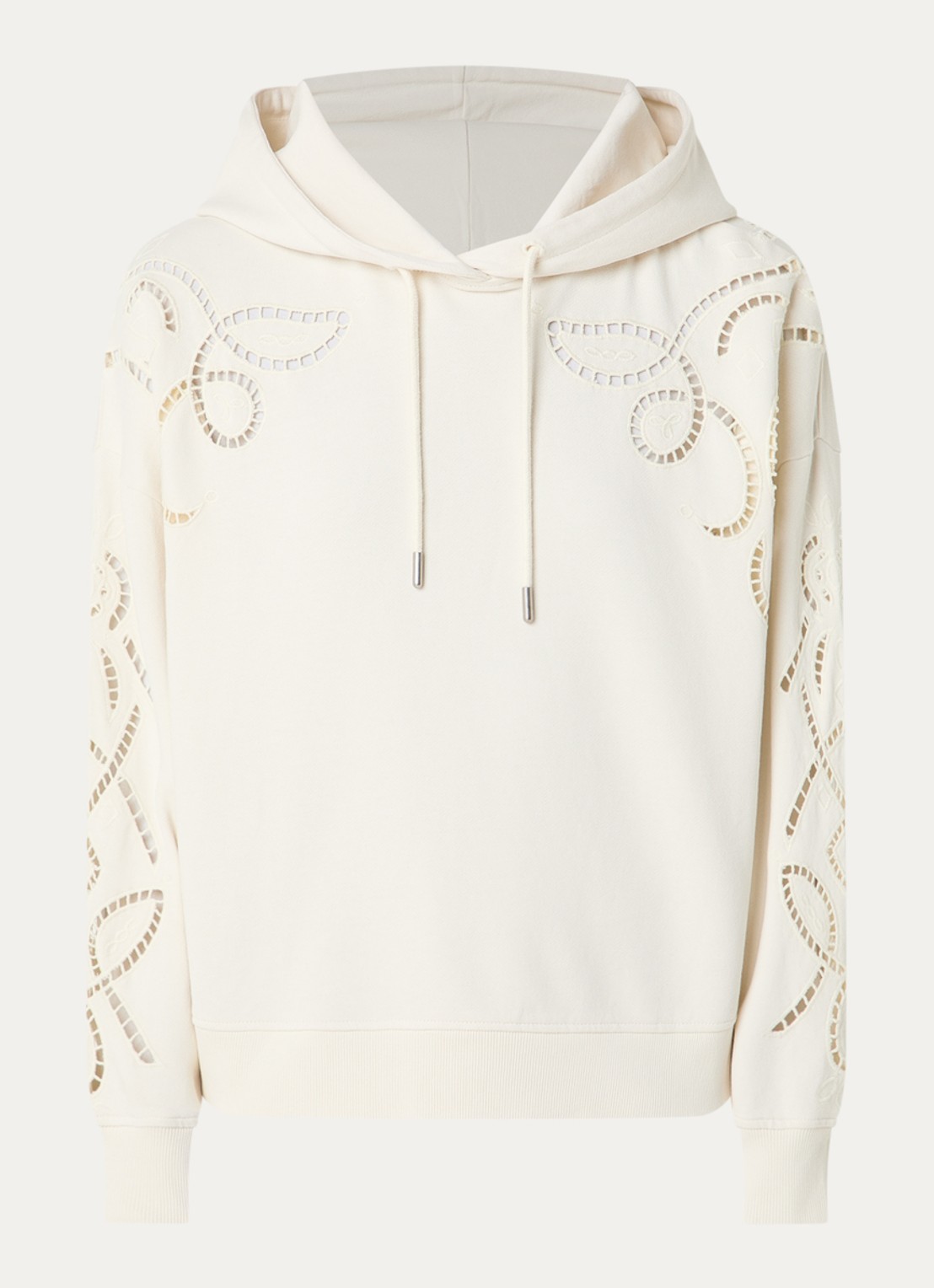 ba&sh Beni hoodie met opengewerkt dessin - voorkant 3 gebroken wit
