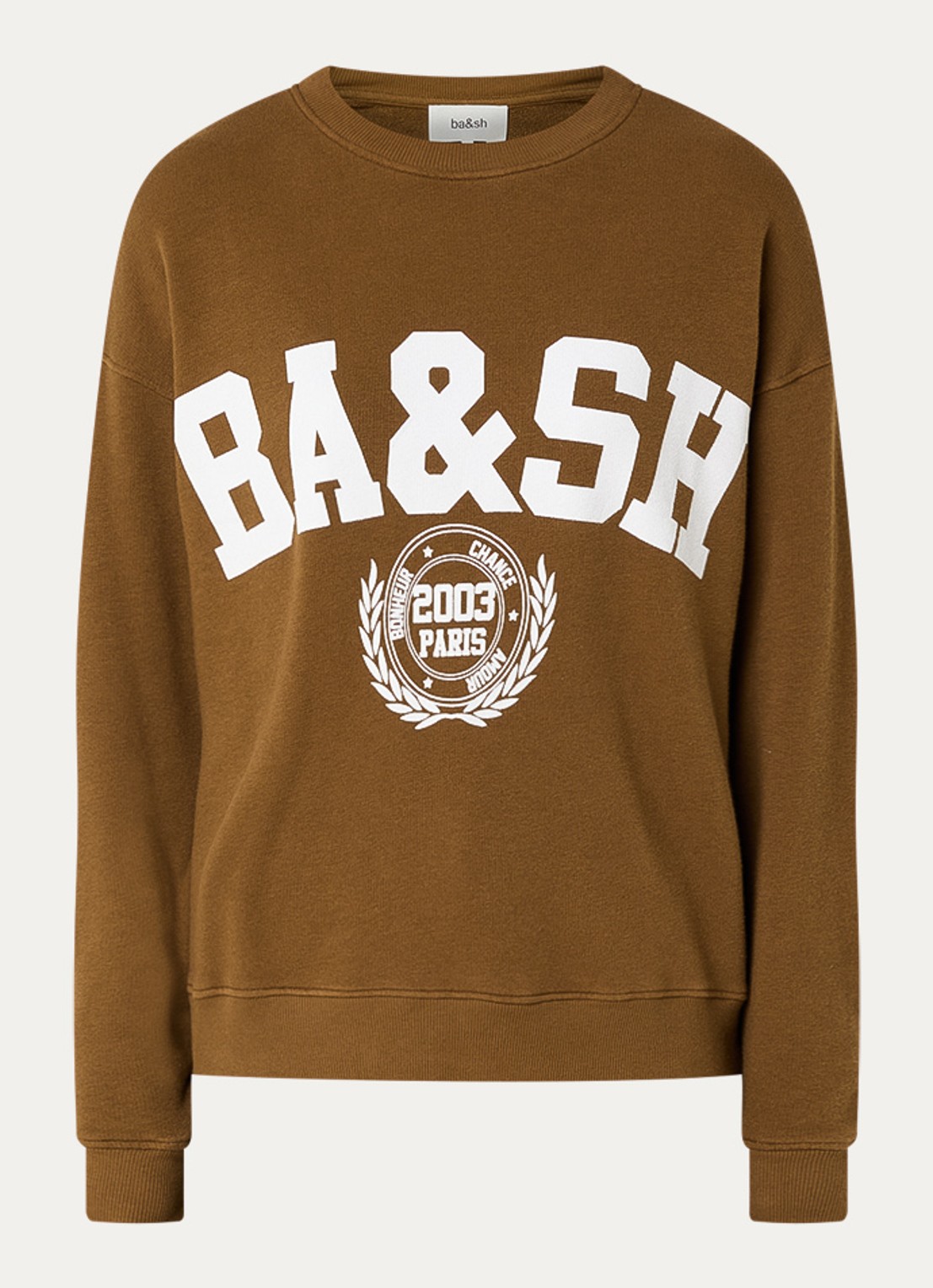 ba&sh Benjamin sweater met logoprint - voorkant 2 cognac
