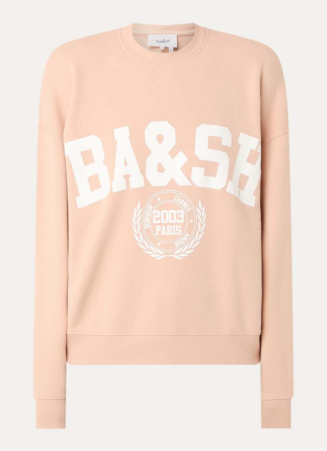 ba&sh Benjamin sweater met logoprint - voorkant zalmroze