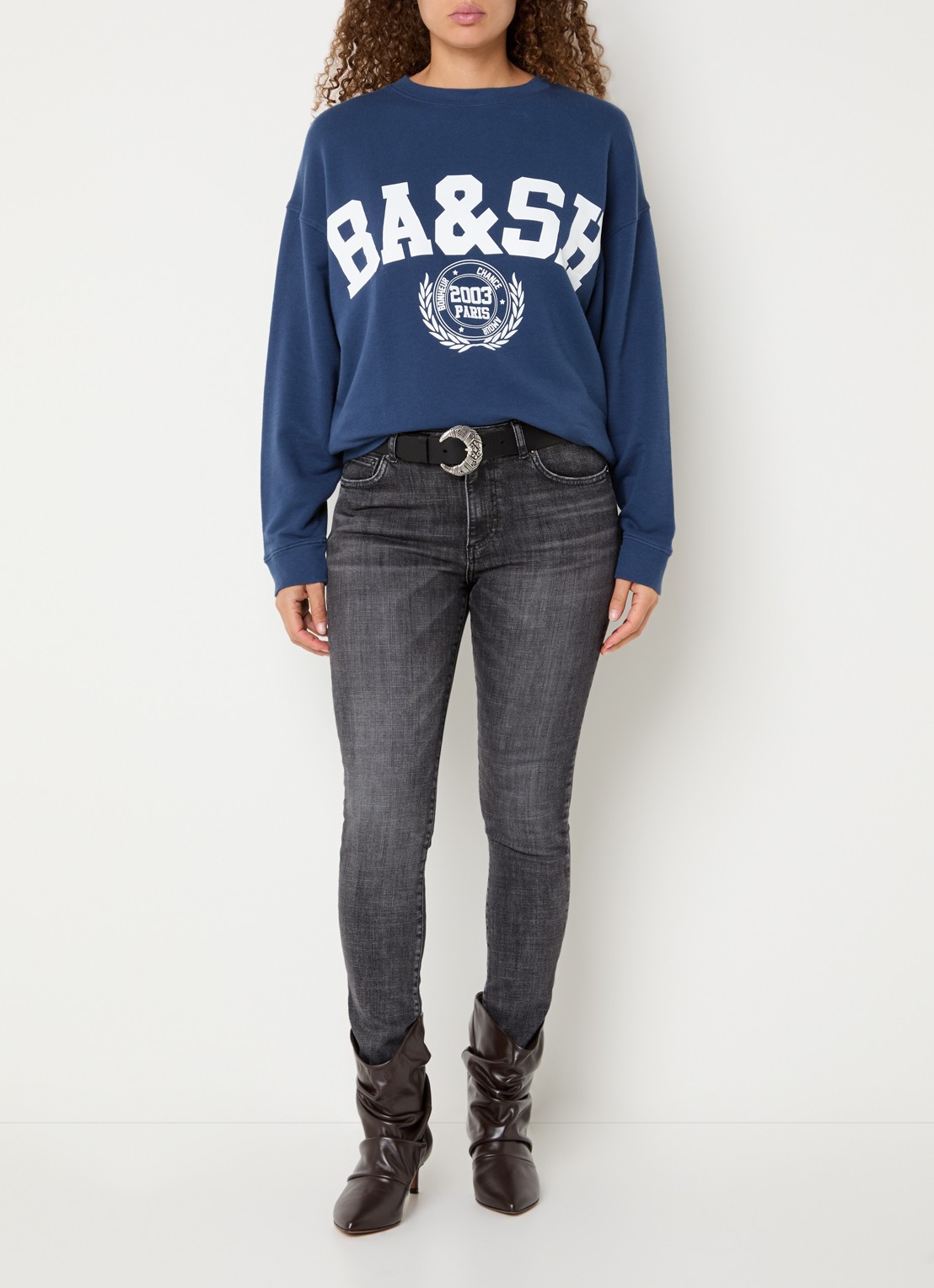ba&sh Benjamin sweater met logoprint - voorkant 4 indigo