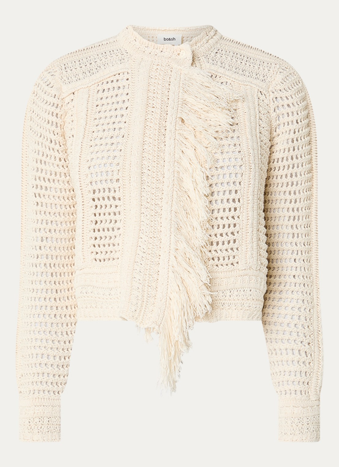 ba&sh Bianca grofgebreid vest met ronde hals - voorkant 2 gebroken wit