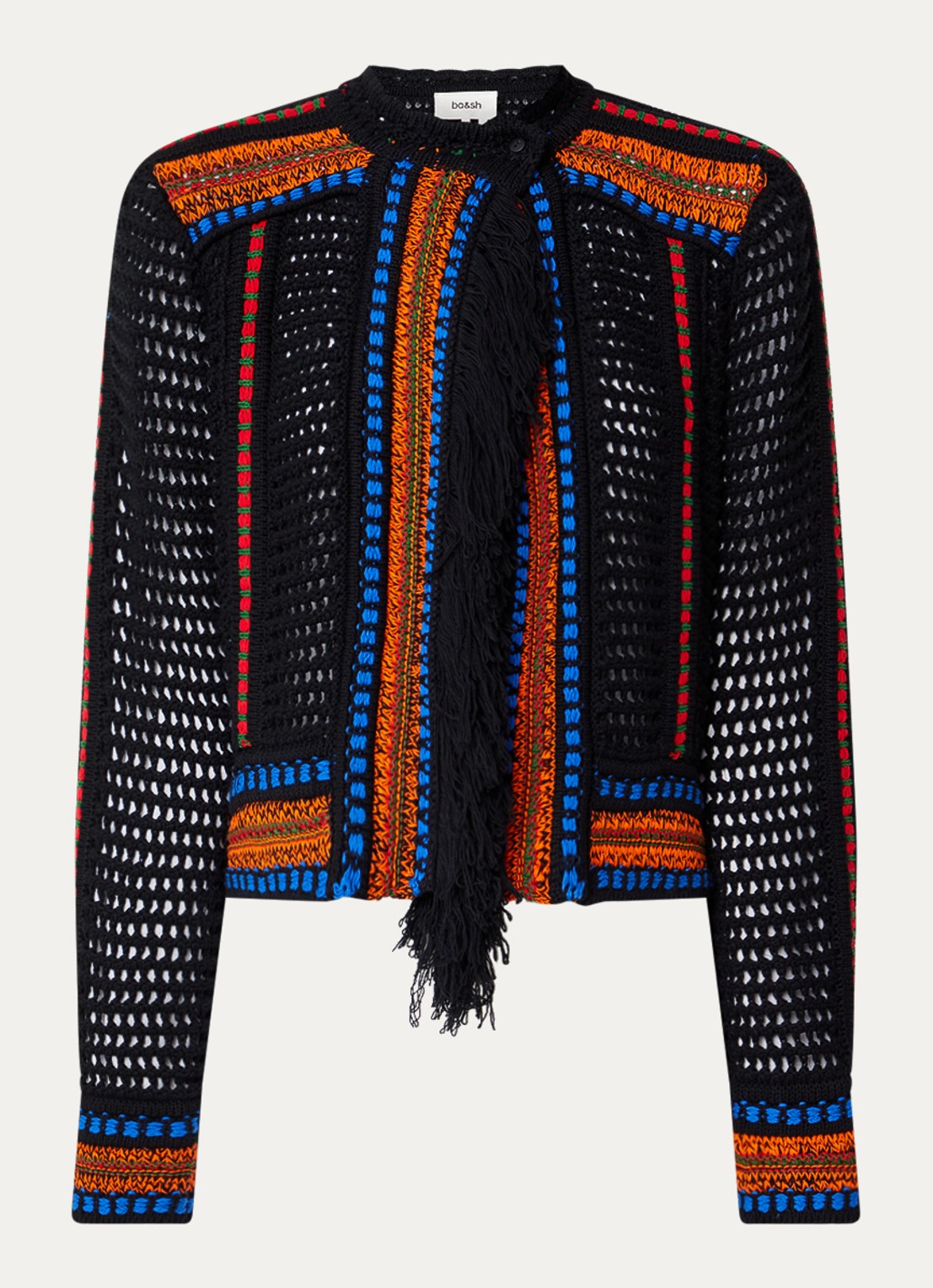ba&sh Bianca grofgebreid vest met ronde hals - voorkant 2 zwart