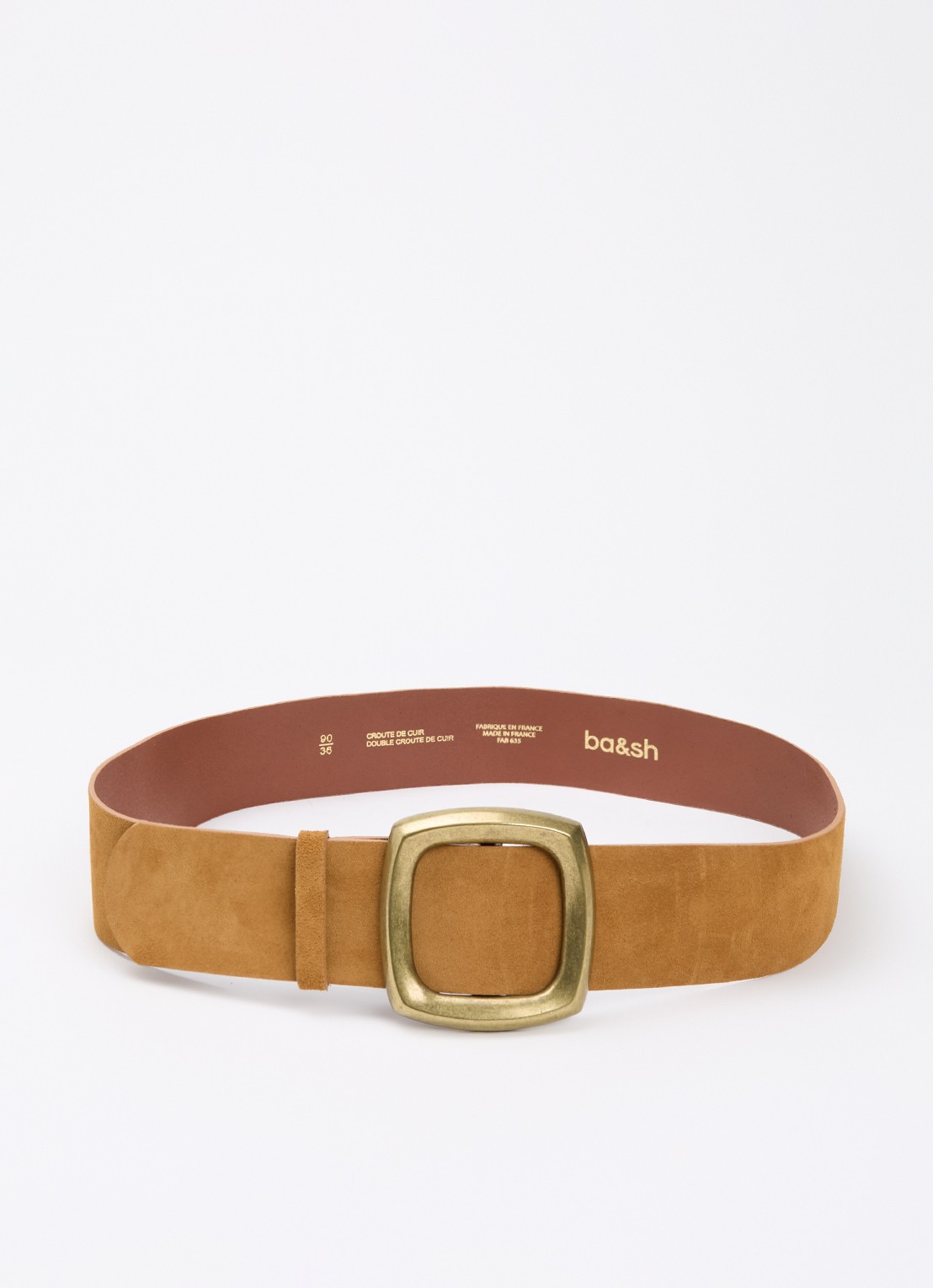 ba&sh Bianca riem van suède - voorkant camel