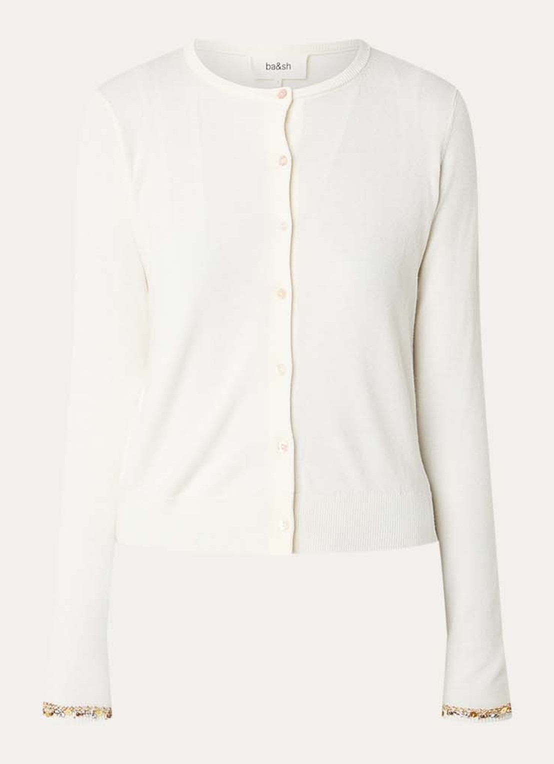 ba&sh Bijot vest van wol met strass - voorkant gebroken wit