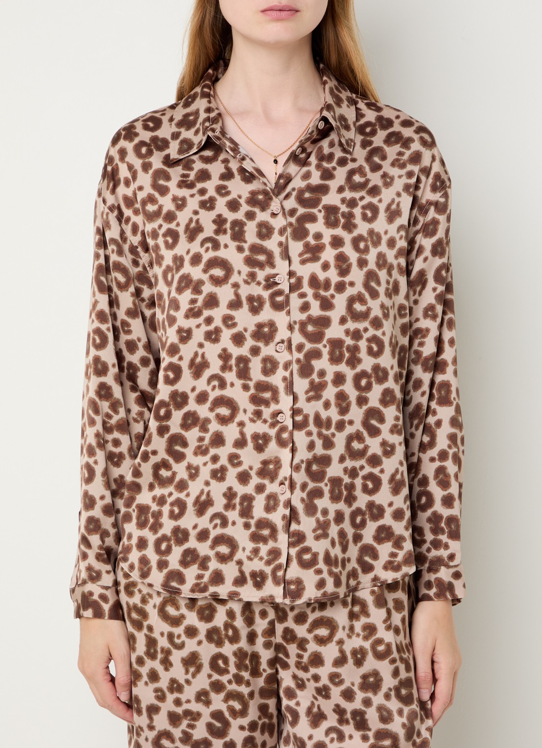 ba&sh Billie blouse met panterprint - detail 4 beige