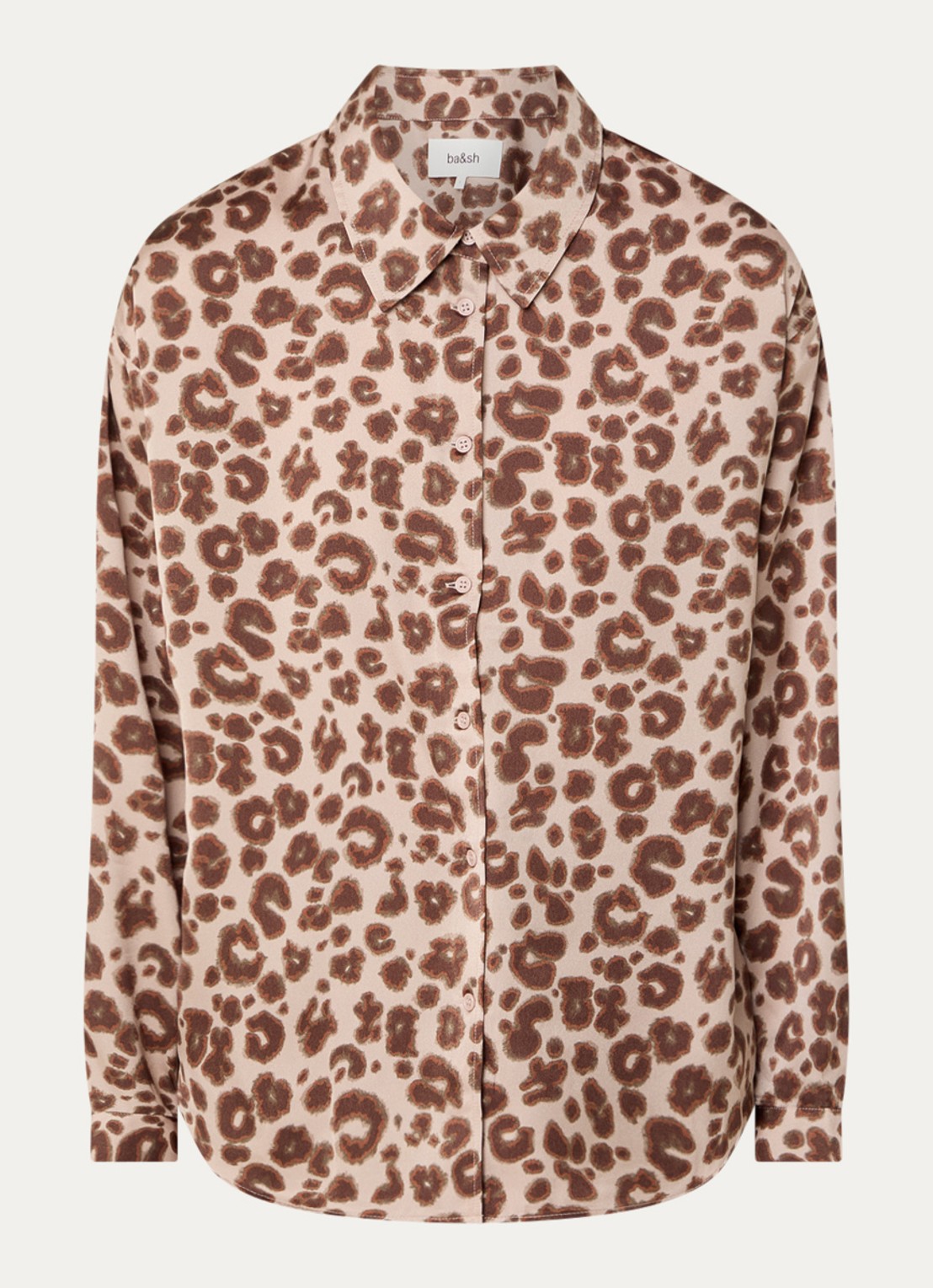 ba&sh Billie blouse met panterprint - voorkant beige