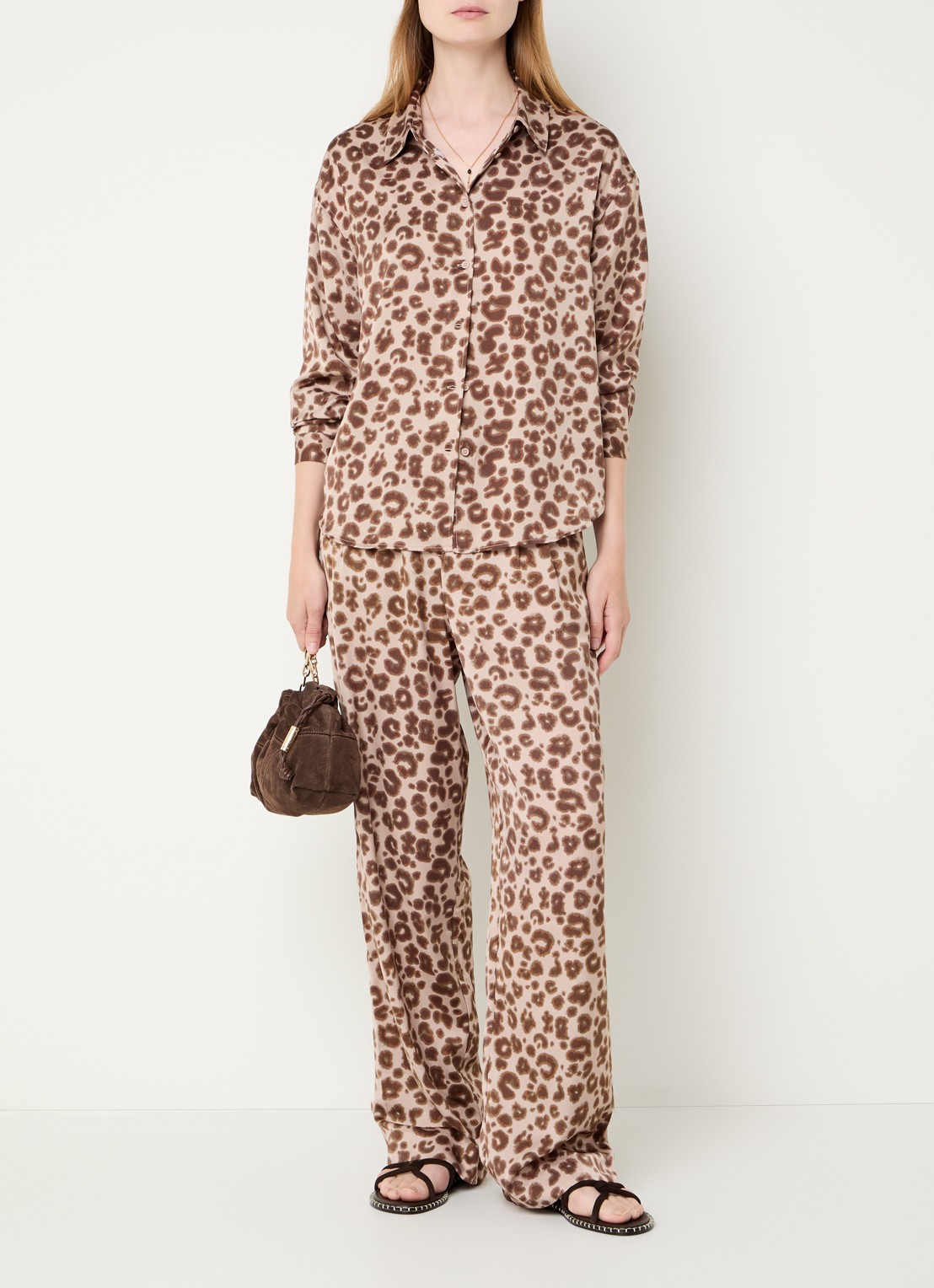 ba&sh Billie blouse met panterprint - voorkant 2 beige