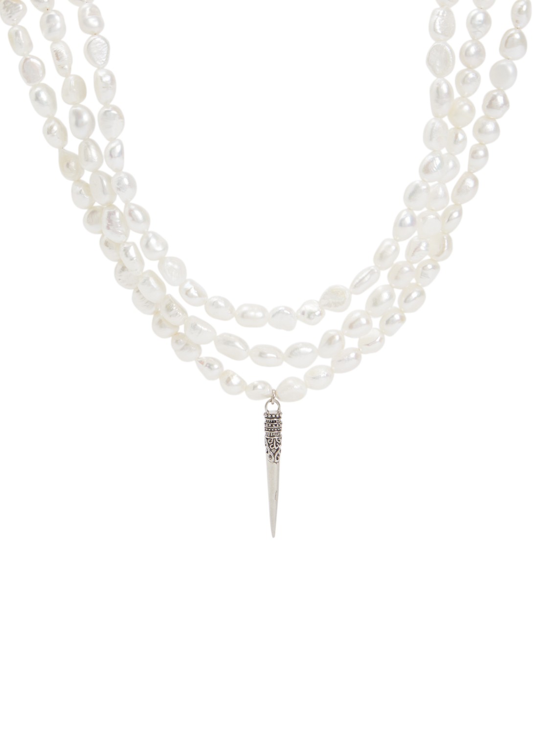 ba&sh Blanca parelketting van zilver met hanger - voorkant 4 wit