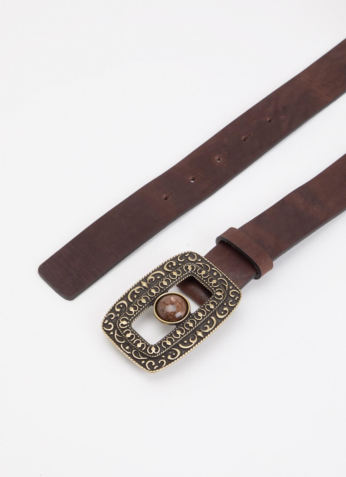 ba&sh Boni riem van leer - detail donkerbruin