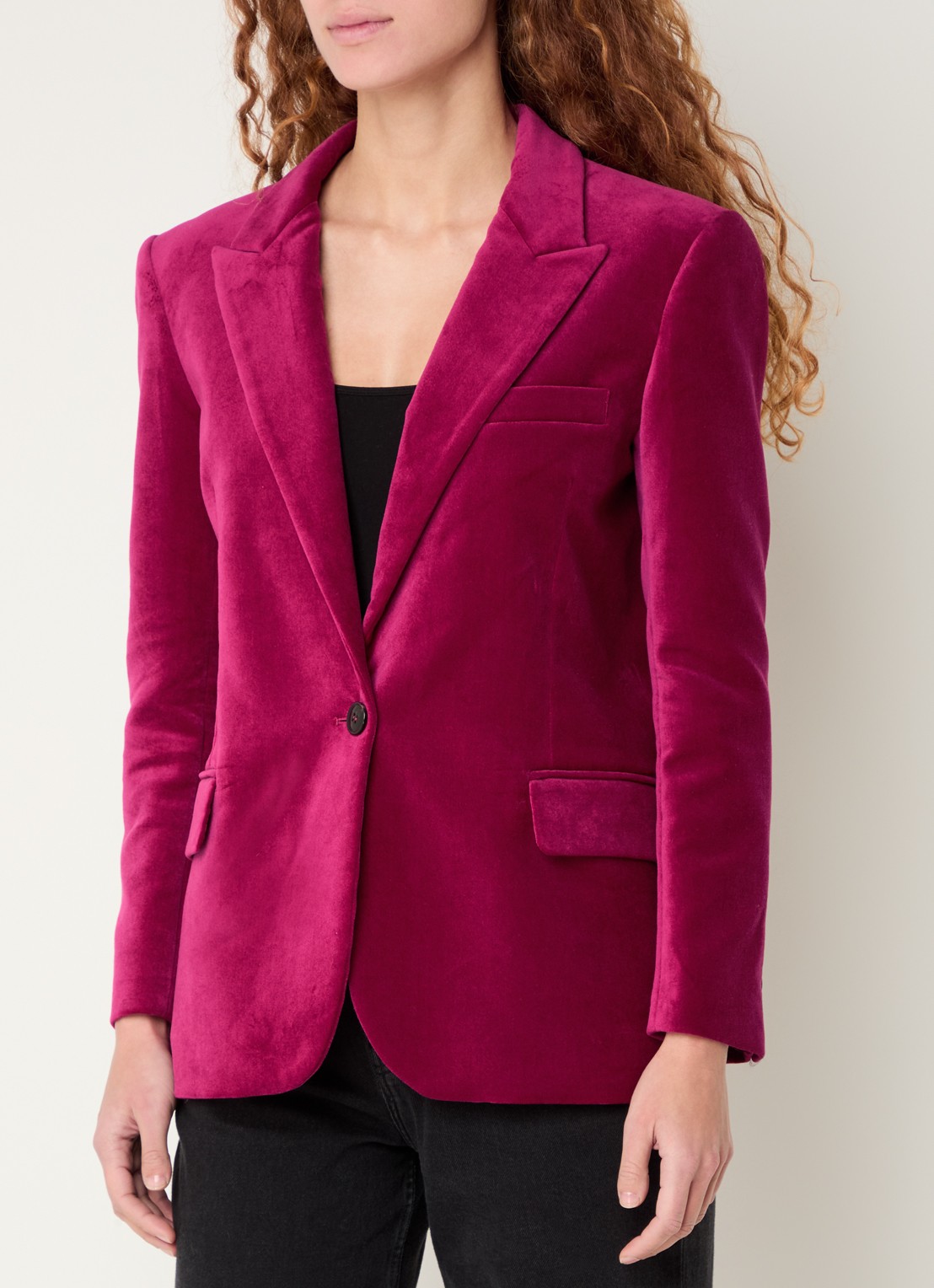 ba&sh Boop blazer van fluweel met klepzakken  - detail fuchsia