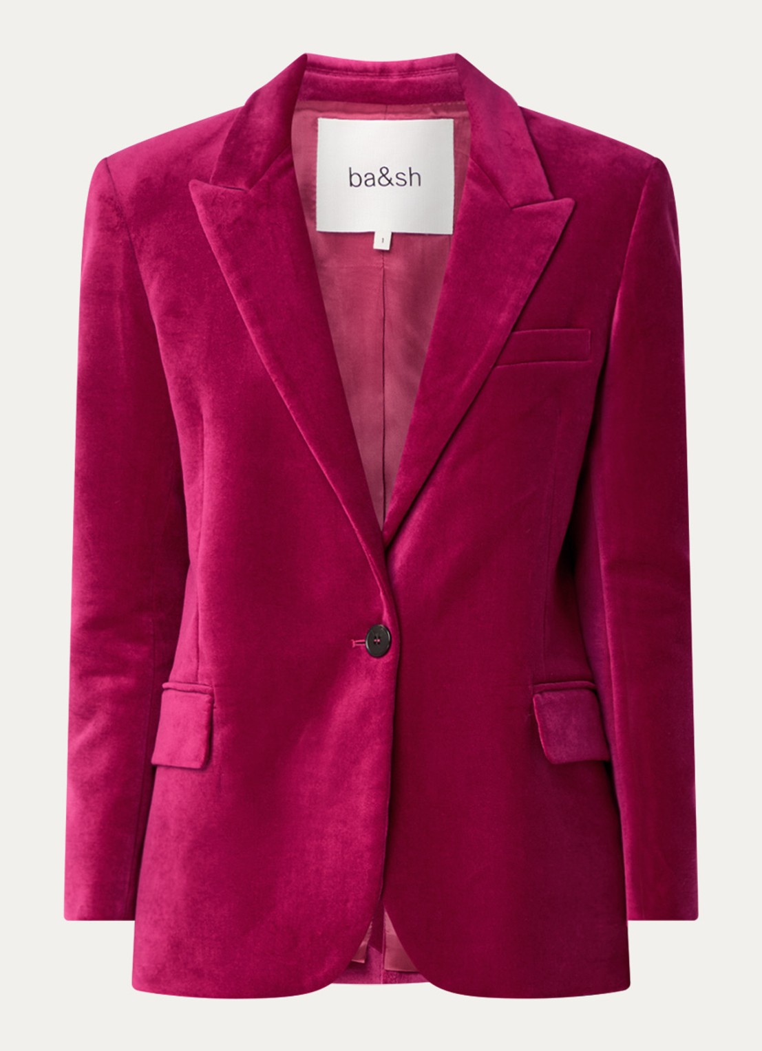 ba&sh Boop blazer van fluweel met klepzakken  - voorkant 3 fuchsia
