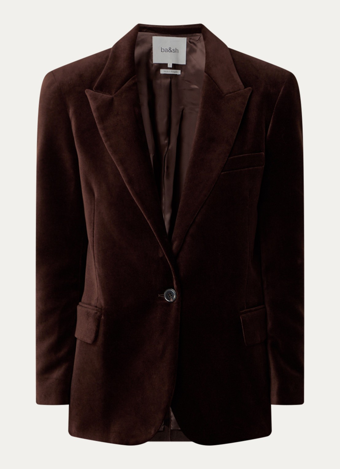 ba&sh Boop blazer van fluweel met klepzakken  - voorkant 3 hazelnootbruin