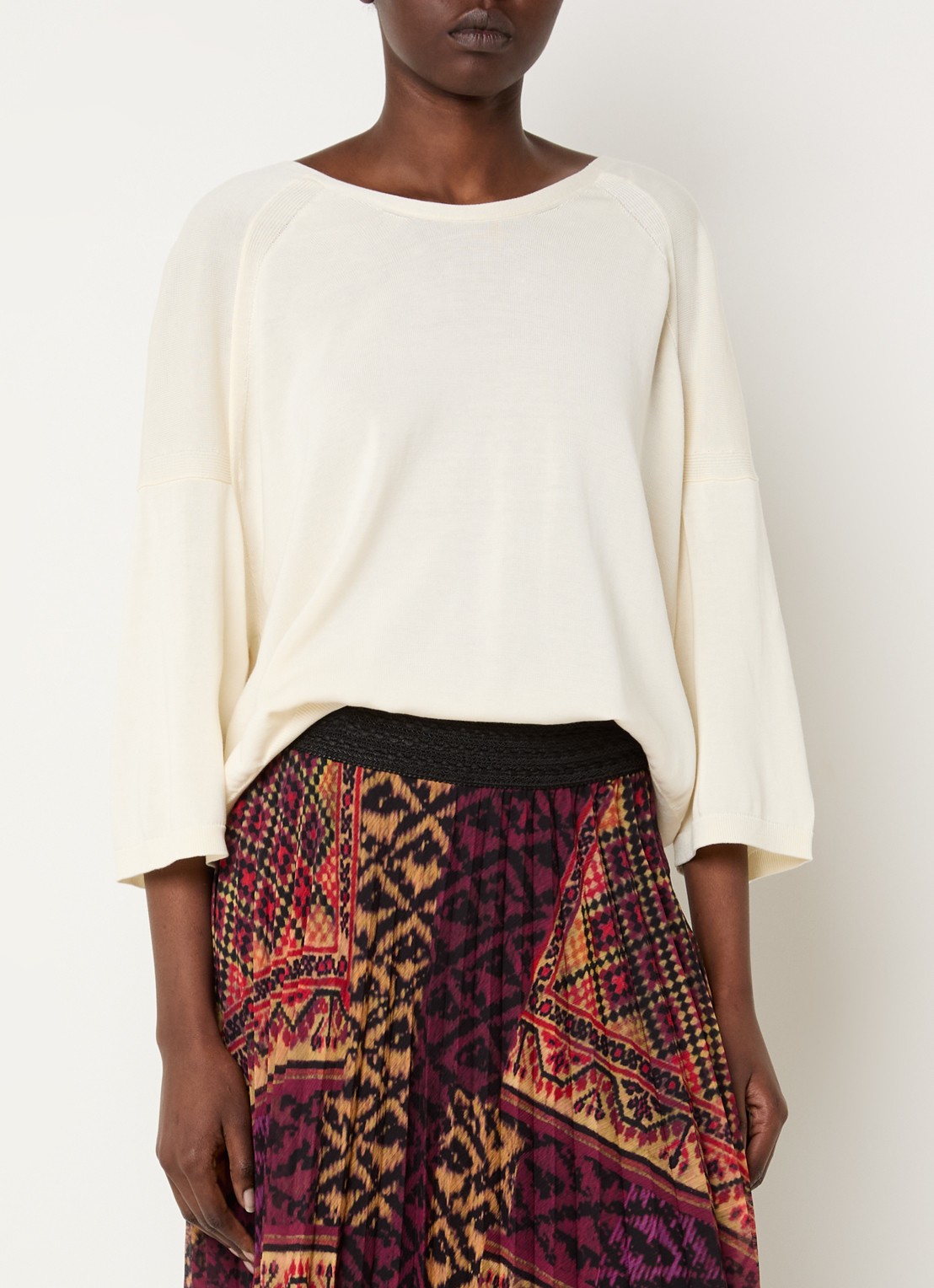 ba&sh Braha fijngebreide cropped top in zijdeblend - achterkant gebroken wit