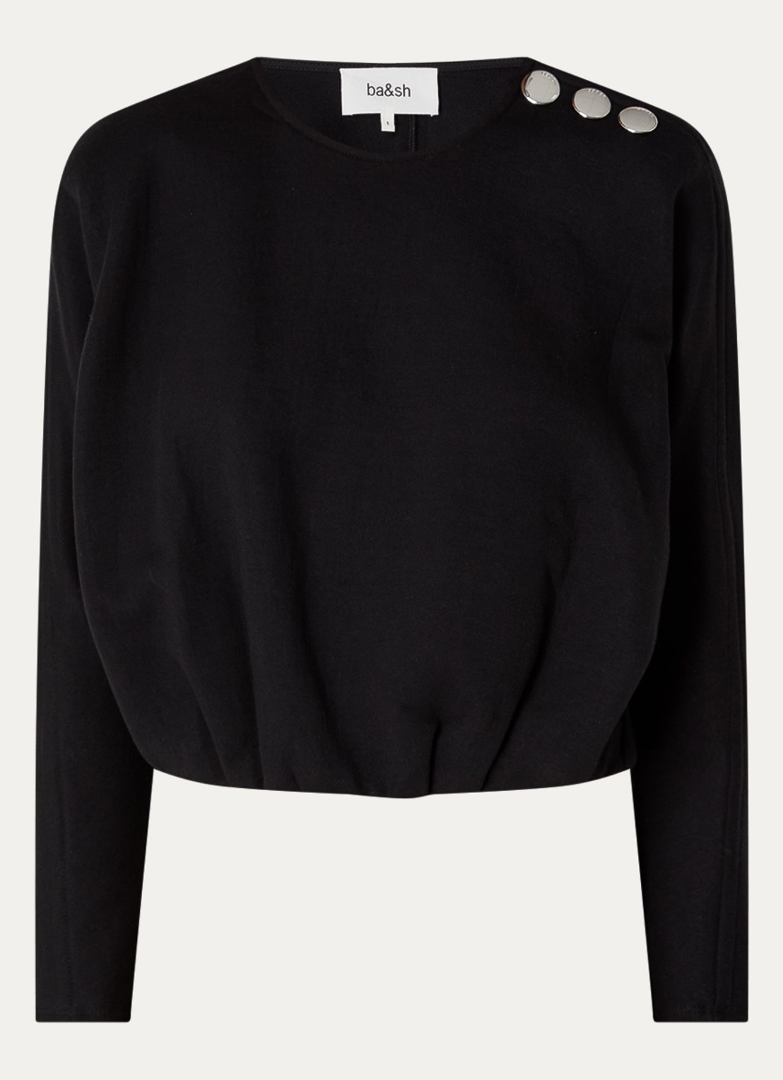 ba&sh Branny T-shirt met ronde hals - voorkant 2 zwart