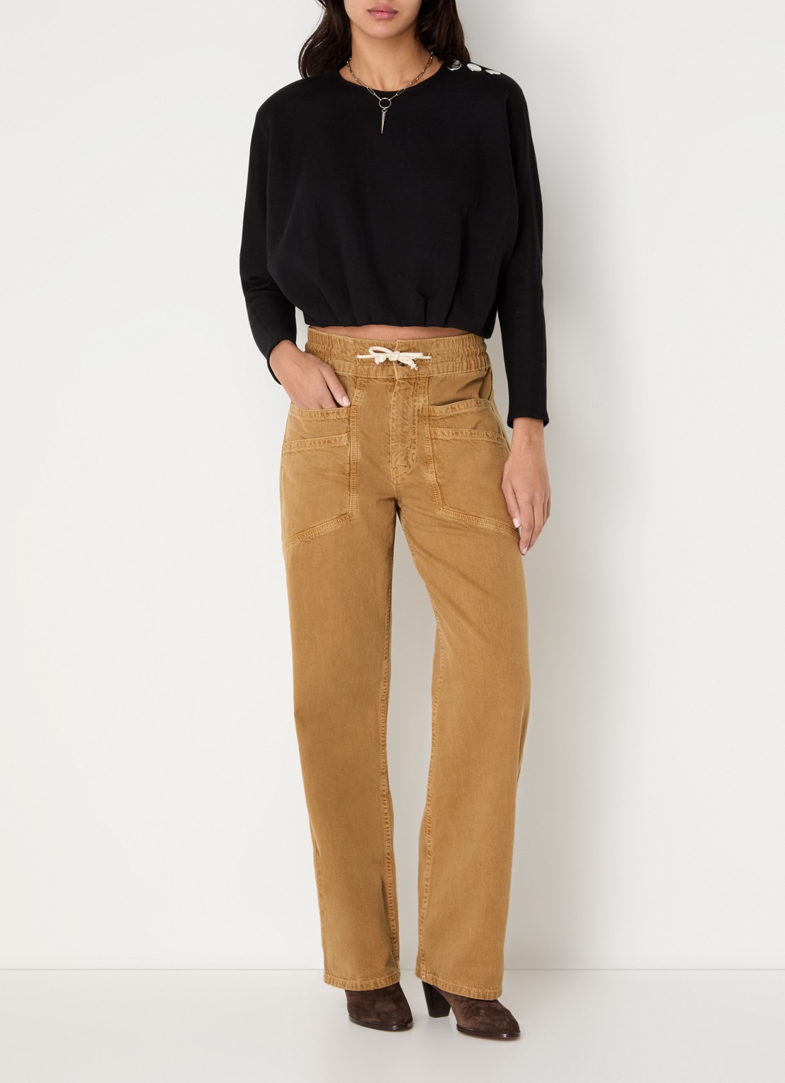 ba&sh Branny T-shirt met ronde hals - voorkant 3 zwart