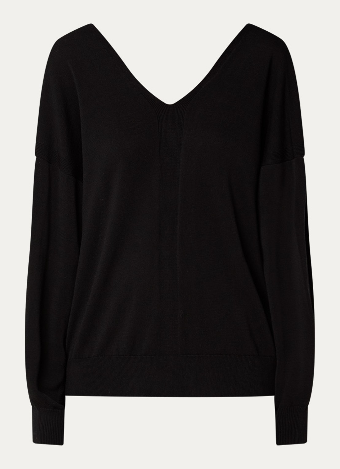 ba&sh Brenda fijngebreid vest in zijdeblend - voorkant 3 zwart