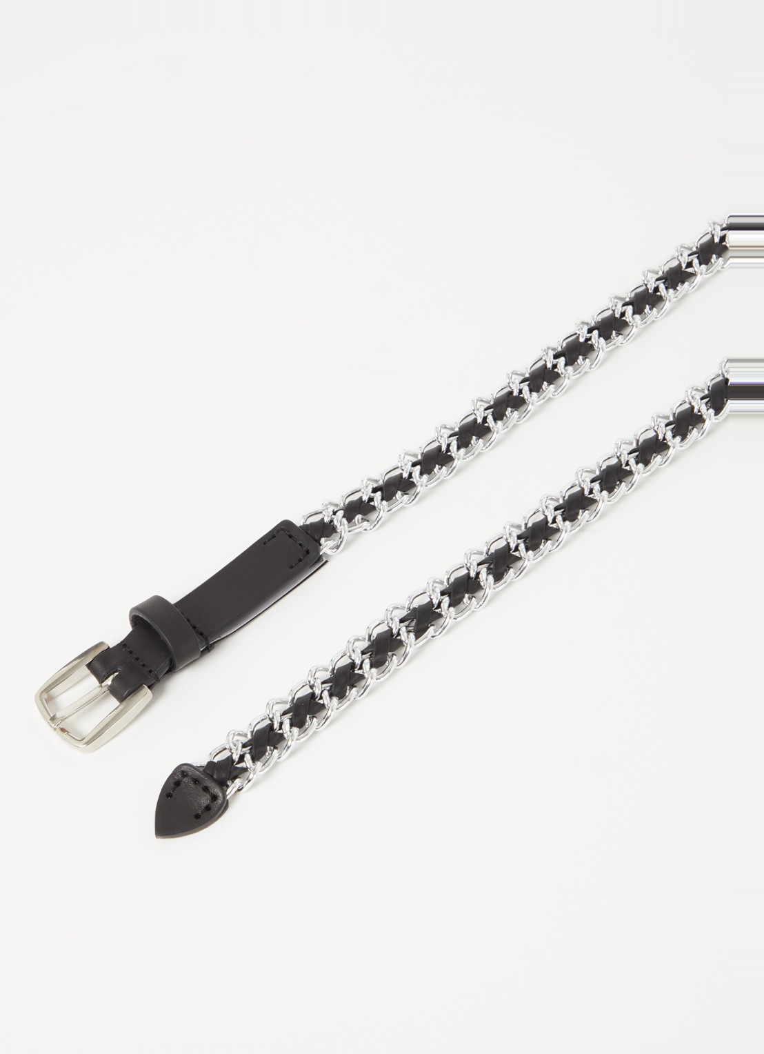 ba&sh Brooke schakelriem met leren details - detail 2 zilver