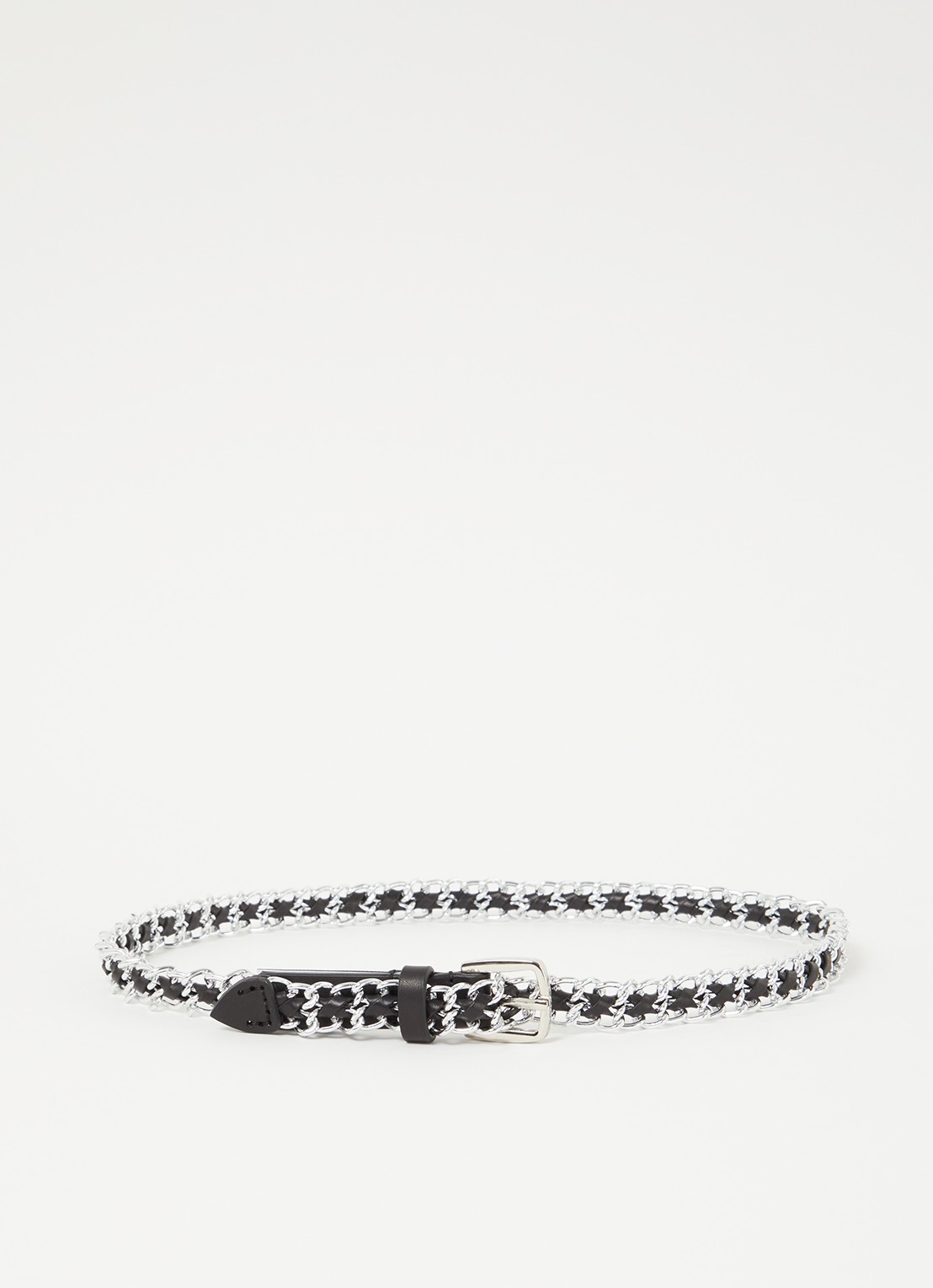 ba&sh Brooke schakelriem met leren details - voorkant zilver