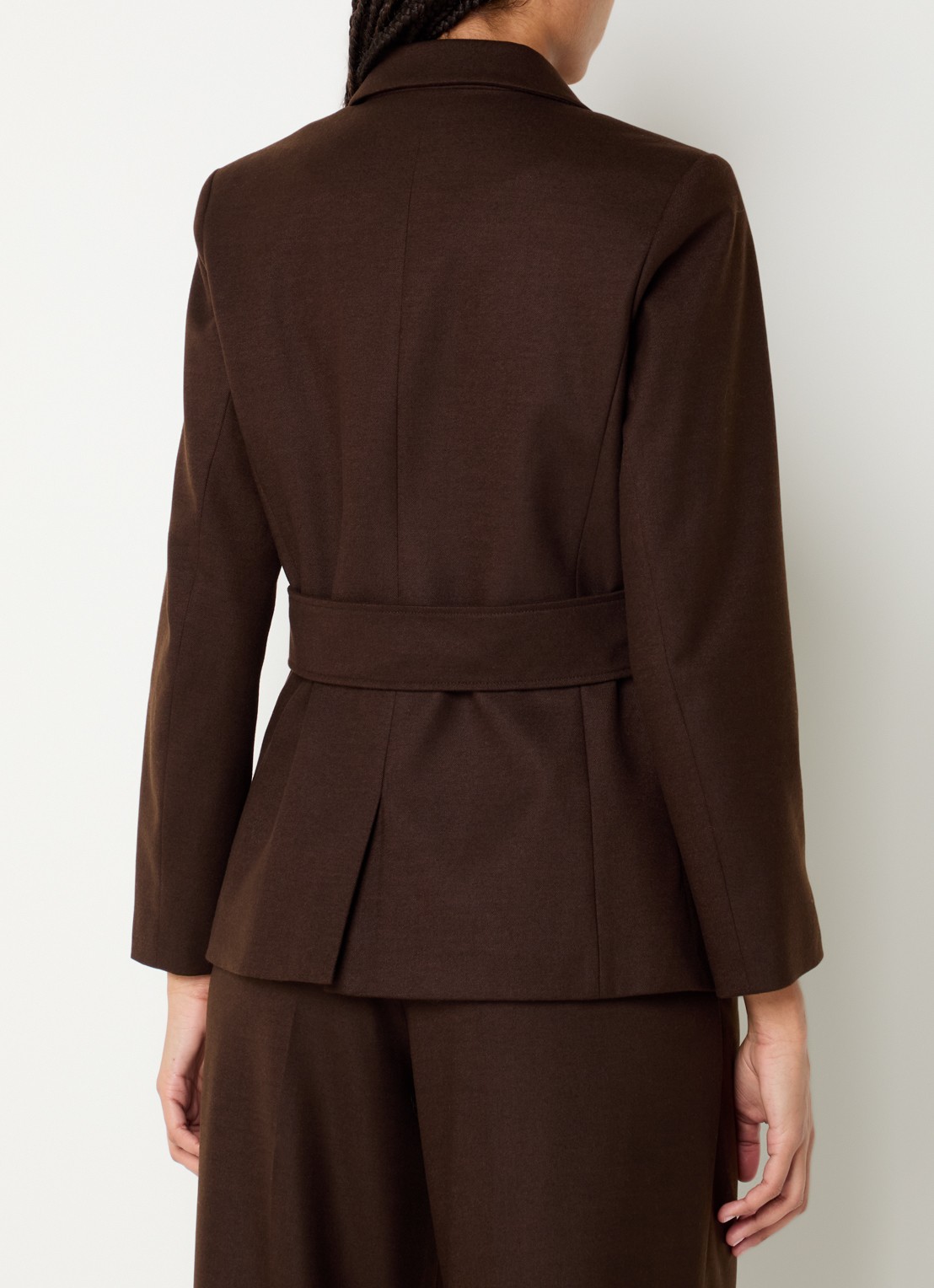 ba&sh Bule blazer met schoudervulling en paspelzakken - achterkant 3 chocoladebruin