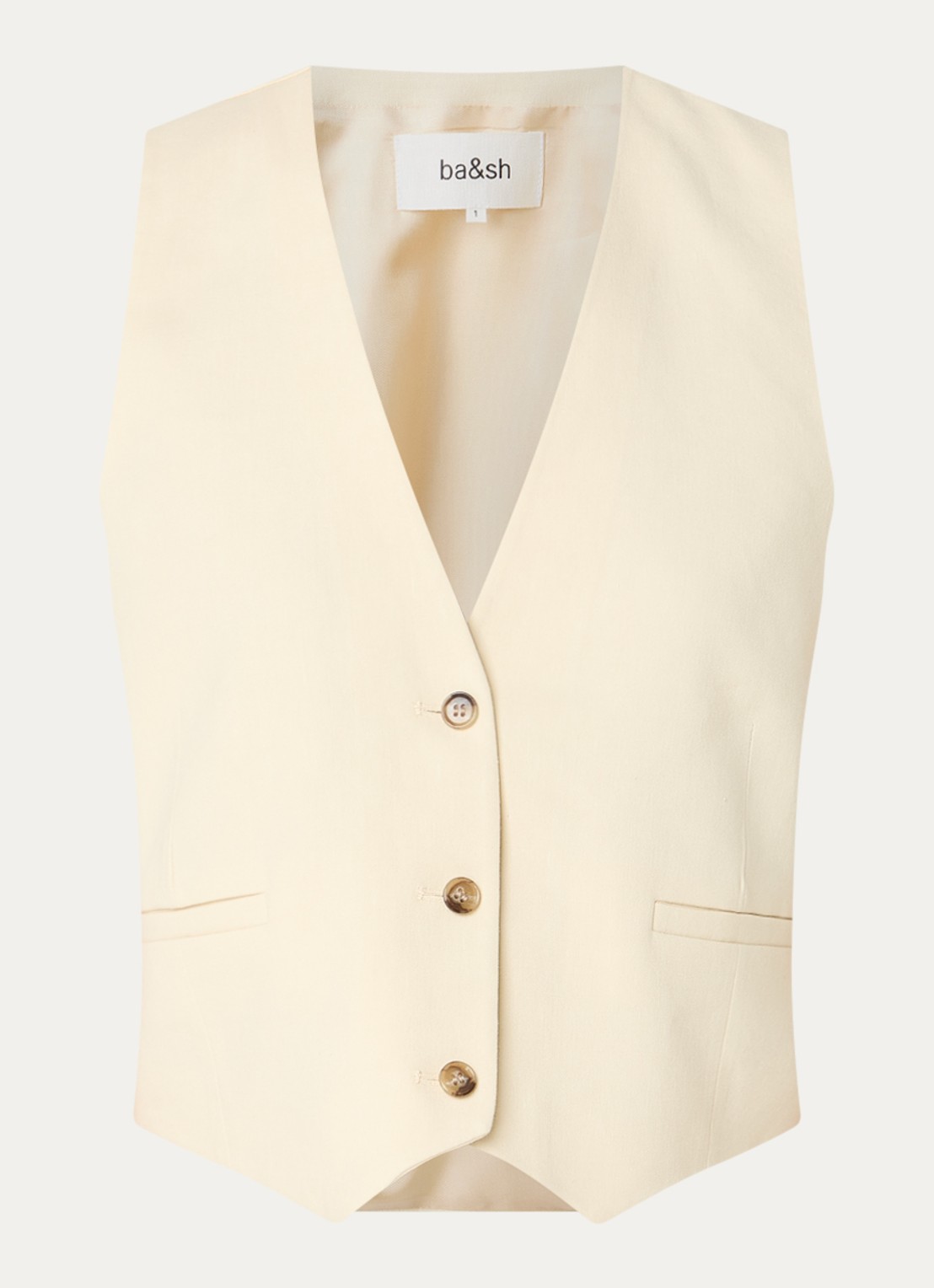 ba&sh Caela gilet in linnenblend - voorkant beige