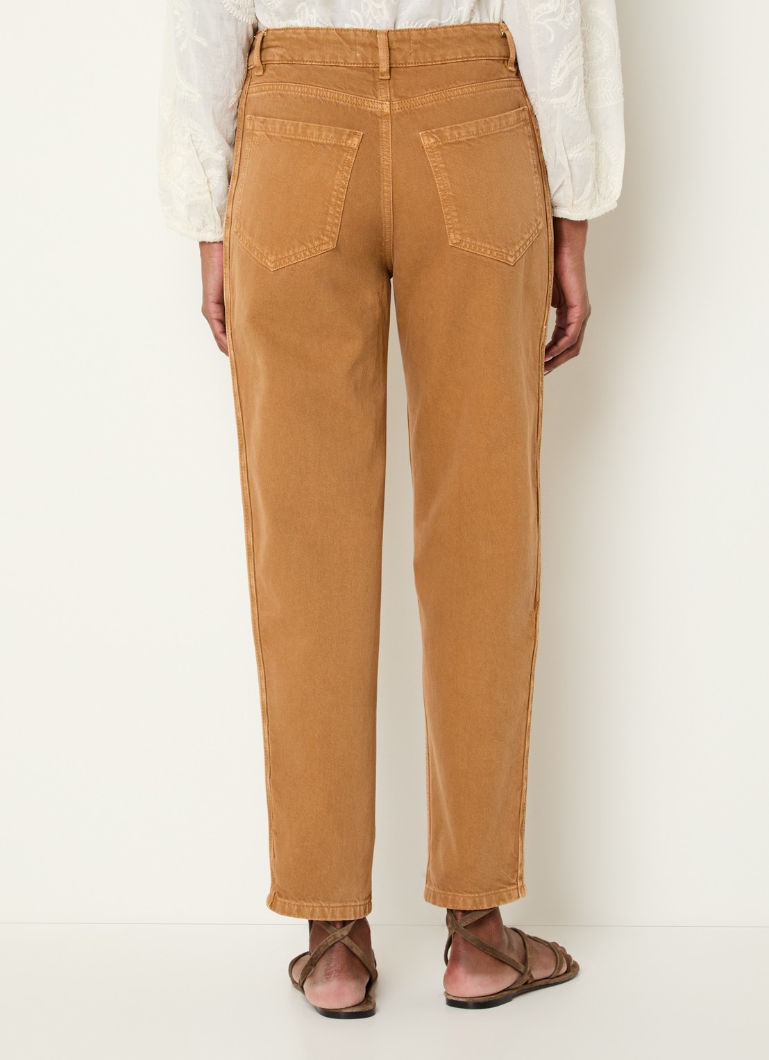 ba&sh Cali high waist straight leg jeans met gekleurde wassing - achterkant camel