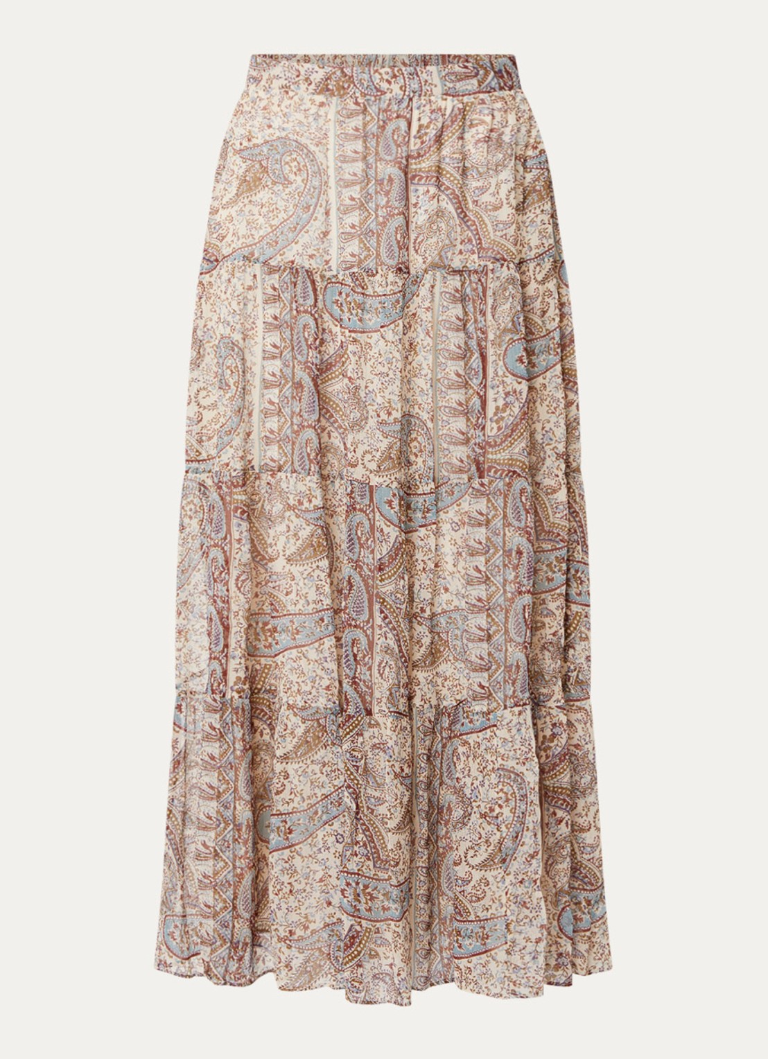 ba&sh Cali midi rok met print - voorkant 3 gebroken wit