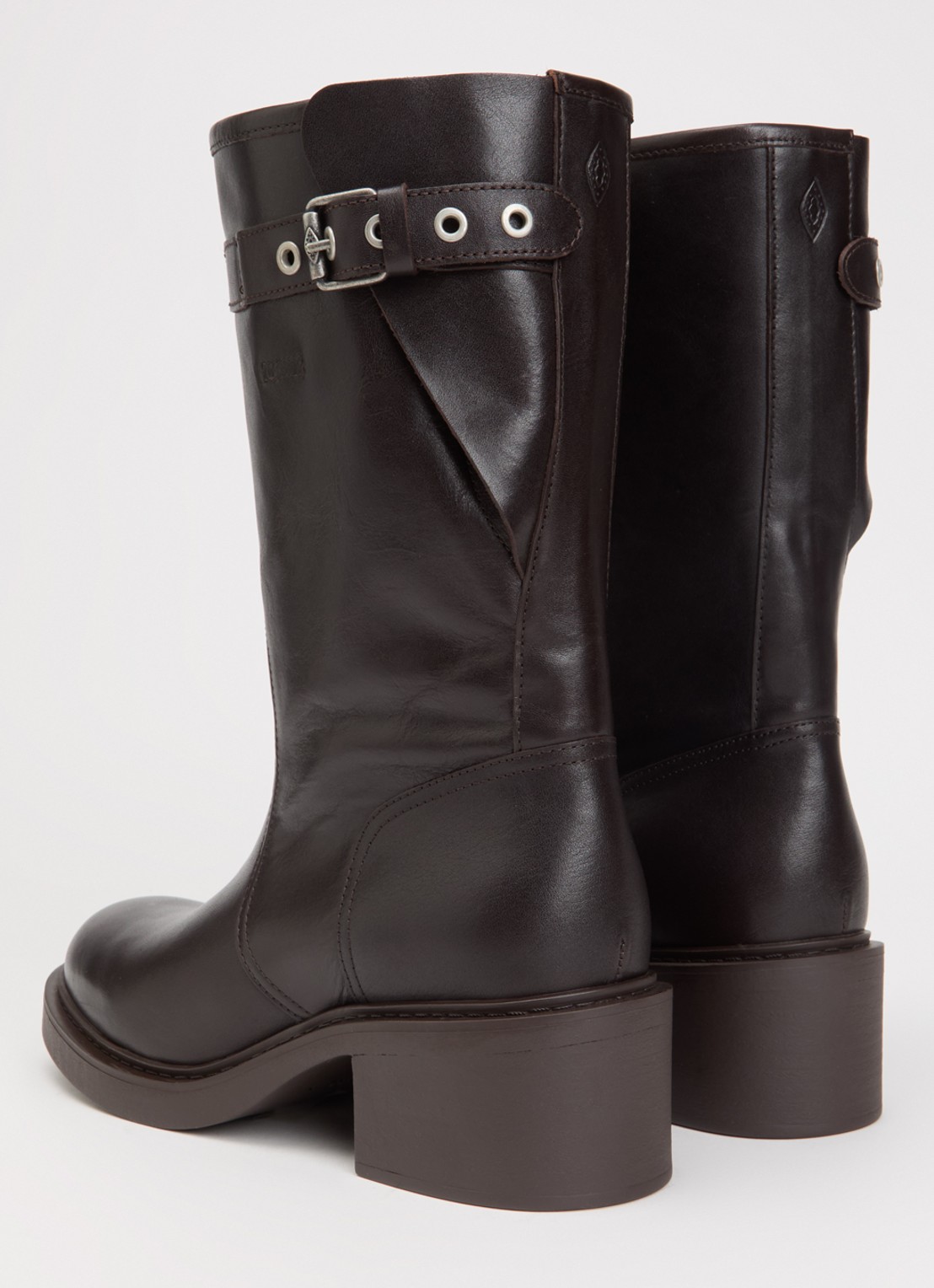 ba&sh Cameron biker boot van kalfsleer - achterkant 4 chocoladebruin