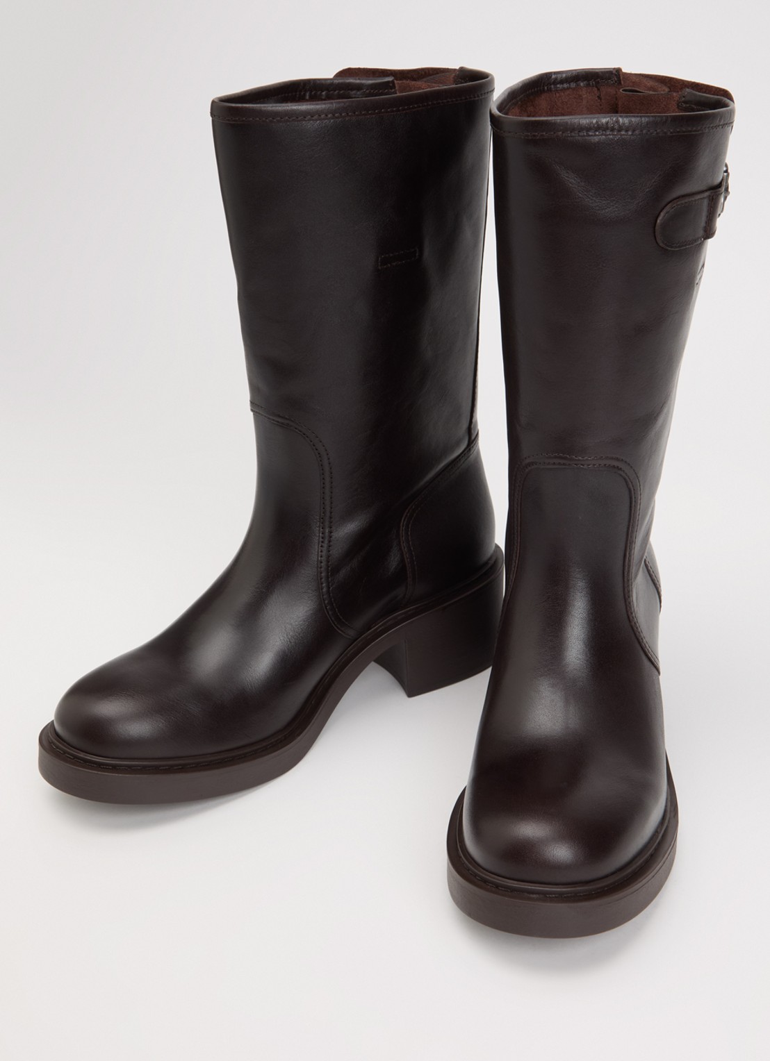 ba&sh Cameron biker boot van kalfsleer - detail 2 chocoladebruin