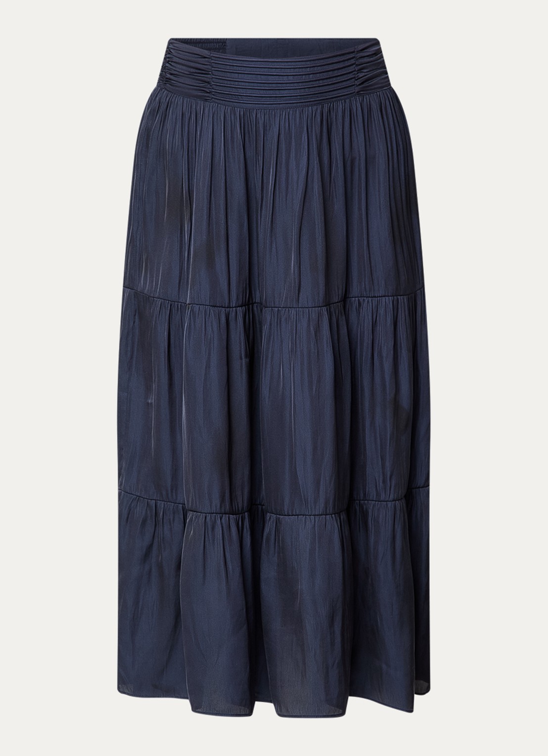 ba&sh Camyla midi rok van satijn - voorkant 2 donkerblauw