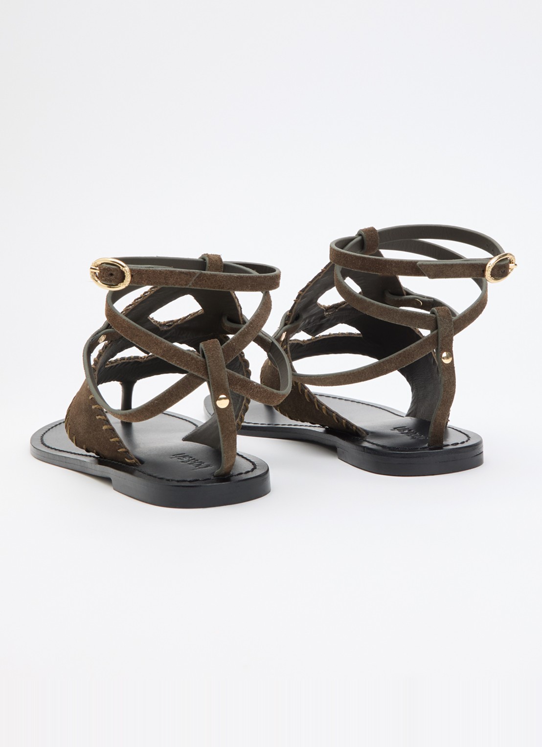 ba&sh Capri sandaal van suède - achterkant khaki