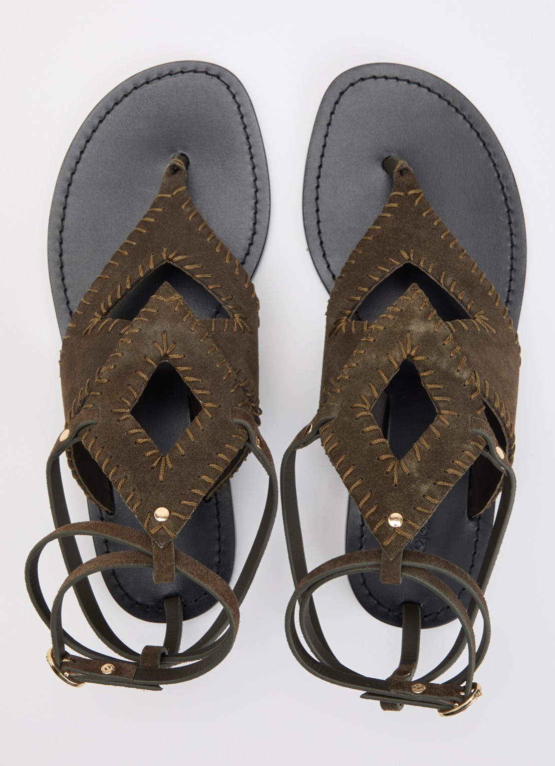 ba&sh Capri sandaal van suède - detail 3 khaki