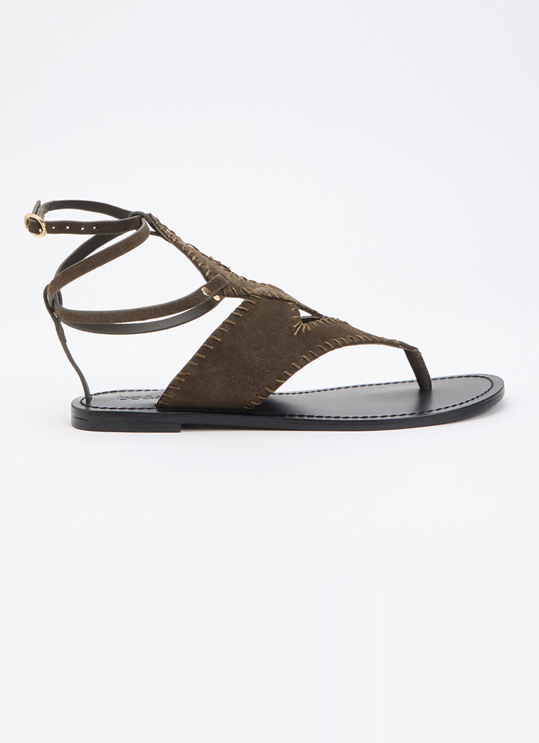 ba&sh Capri sandaal van suède - voorkant 5 khaki