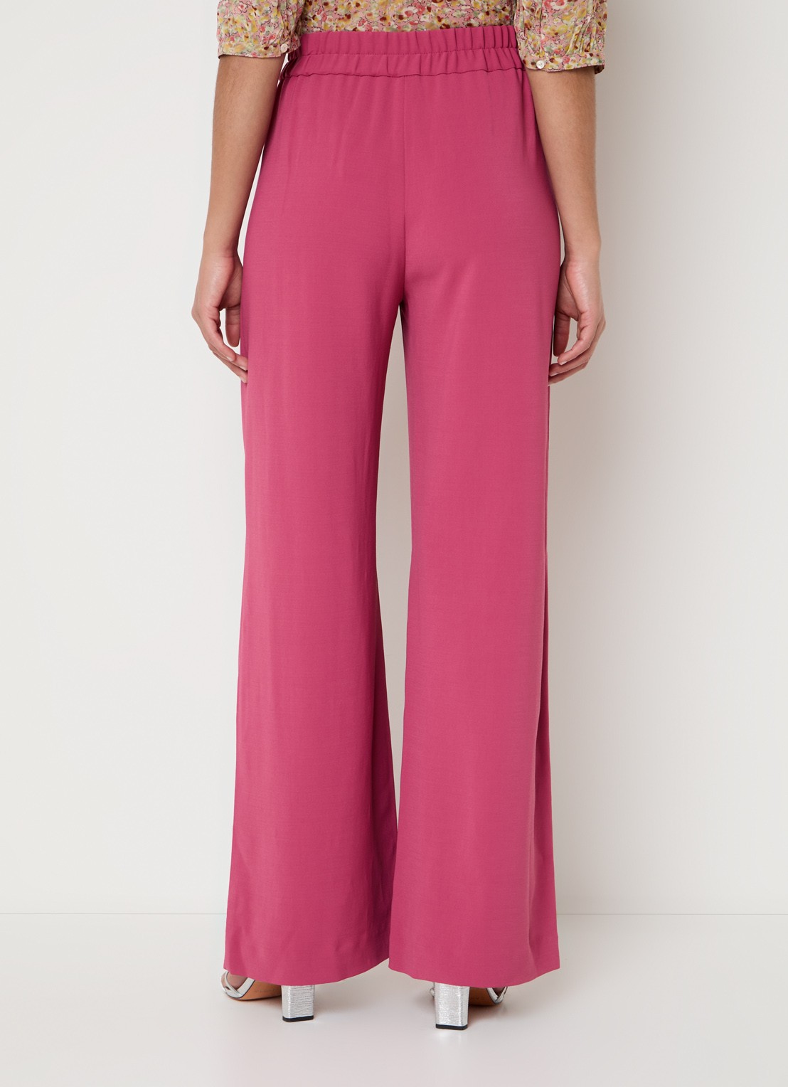ba&sh Carlos high waist wide fit broek met steekzakken - achterkant 3 donkerroze