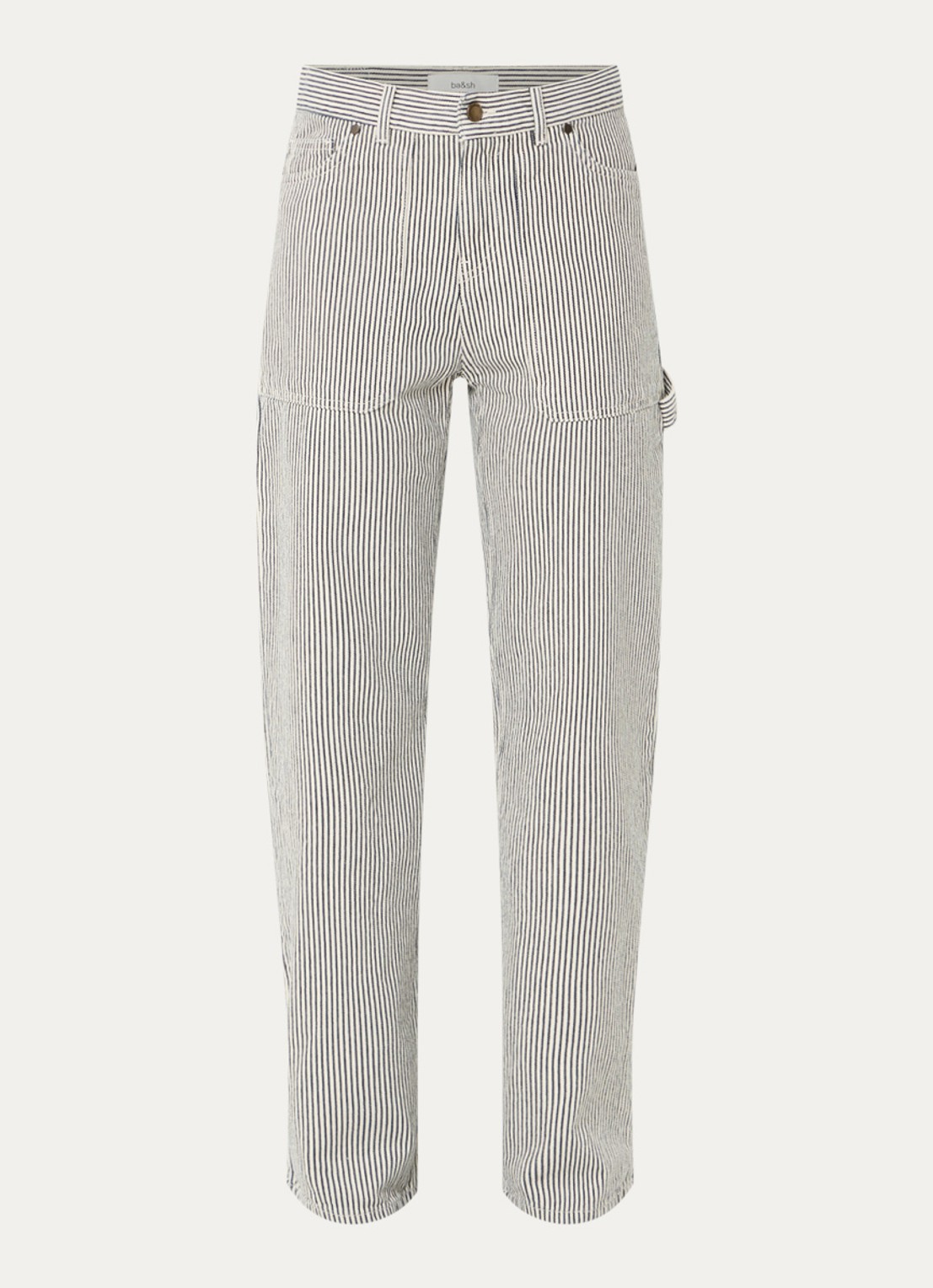 ba&sh Carpenter high waist straight leg jeans met streeppprint - voorkant gebroken wit