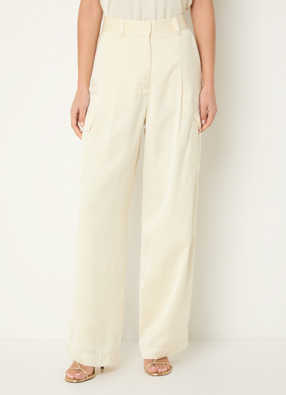 ba&sh Cary high waist loose fit pantalon met steekzakken - detail 4 lichtgeel
