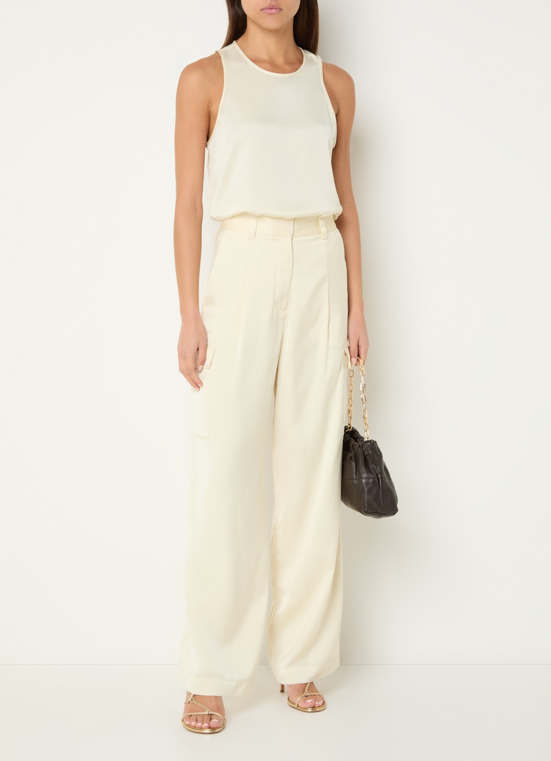 ba&sh Cary high waist loose fit pantalon met steekzakken - voorkant 3 lichtgeel