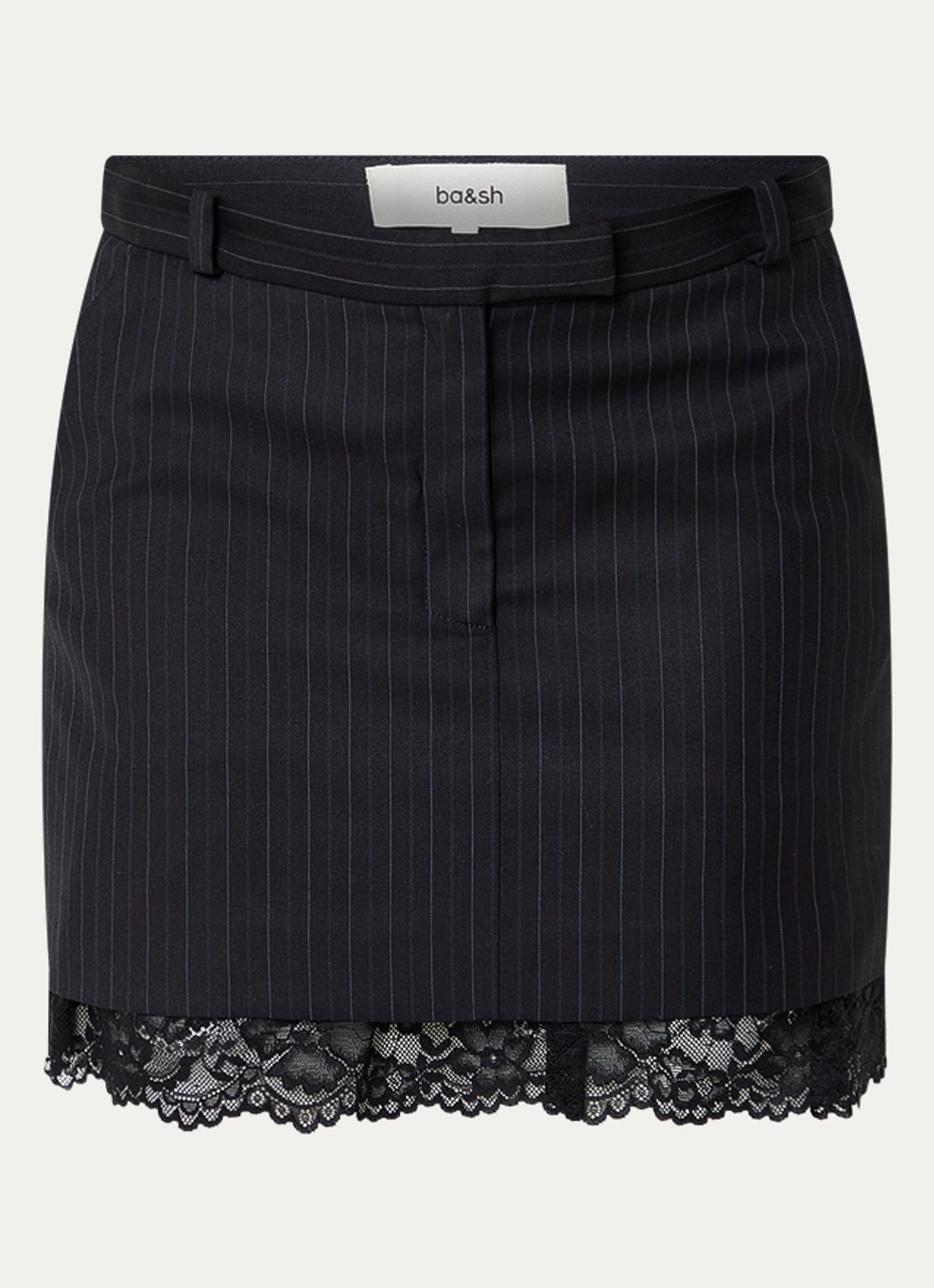 ba&sh Cassie mini rok in linnenblend met steekzakken - voorkant 2 zwart