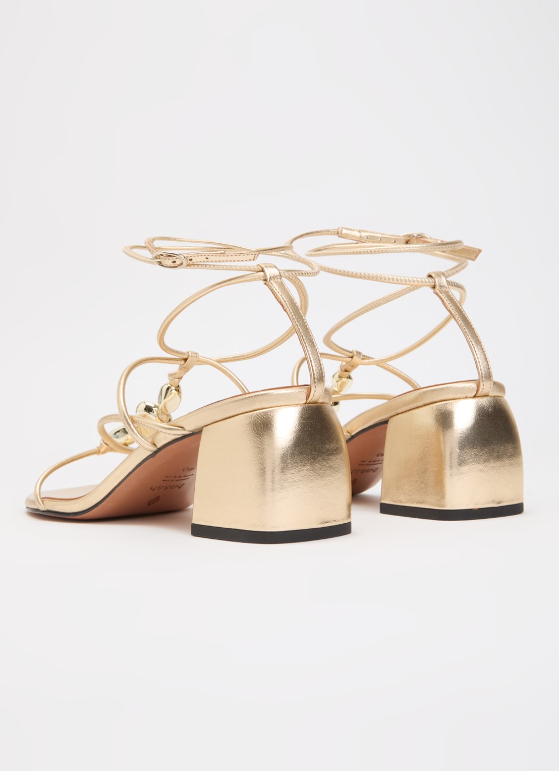 ba&sh Caya sandalette van lamsleer - achterkant goud