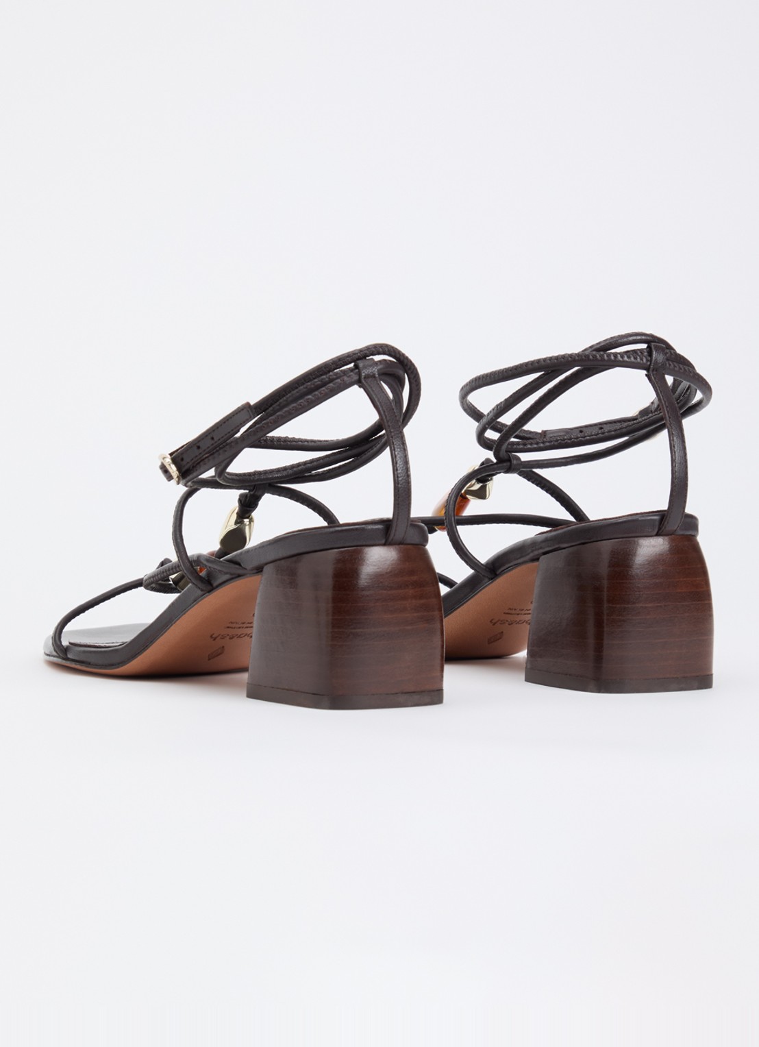 ba&sh Caya sandalette van lamsleer - achterkant 2 donkerbruin