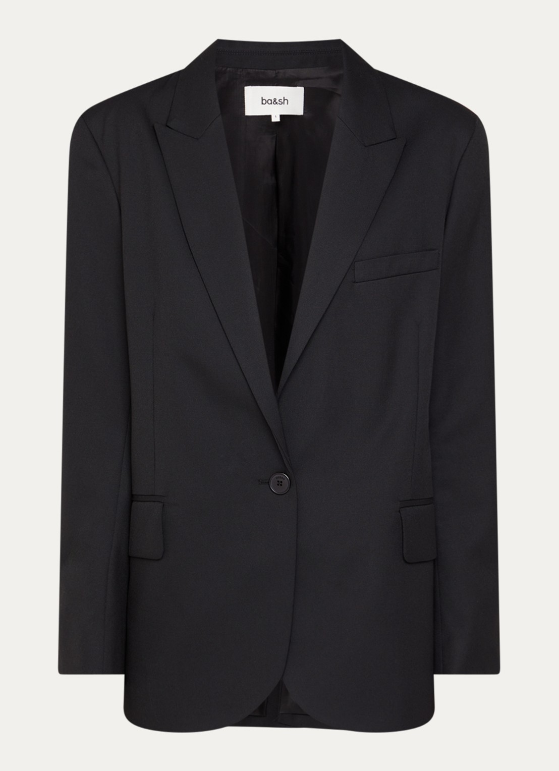 ba&sh Cayne blazer in wolblend met klepzakken - voorkant 2 zwart