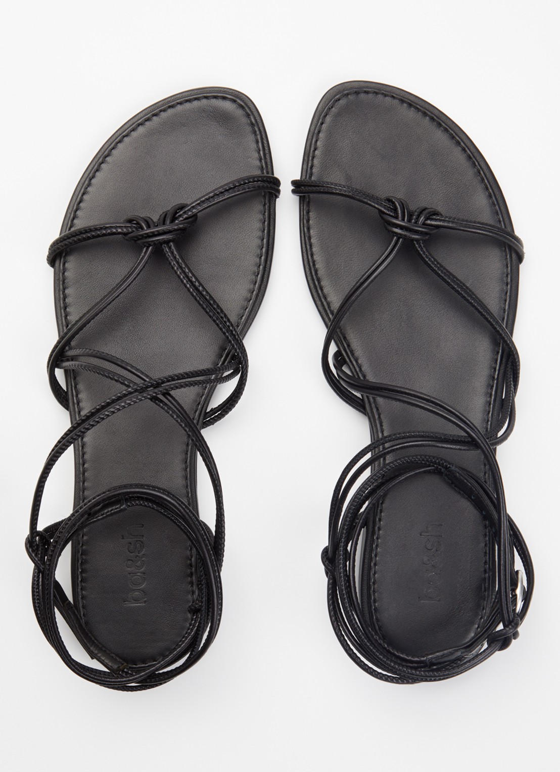 ba&sh Cegane sandaal van leer met metallic finish - detail 9 zwart