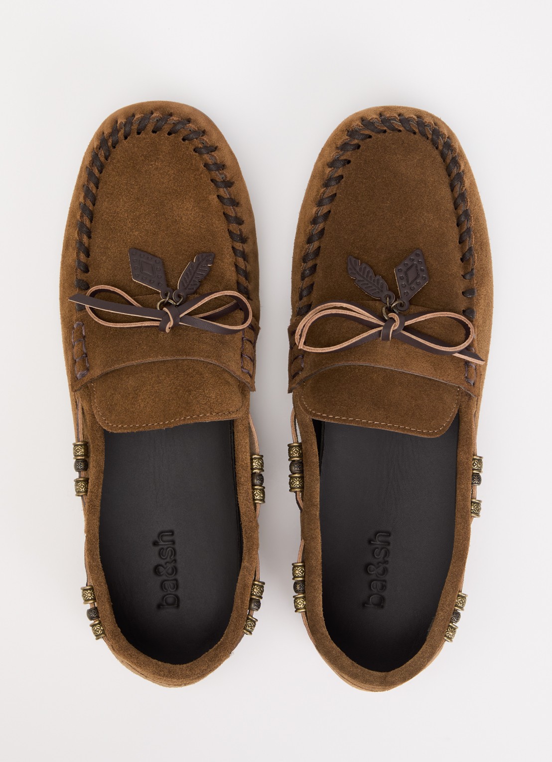 ba&sh Celodie mocassin van suède - detail 3 bruin