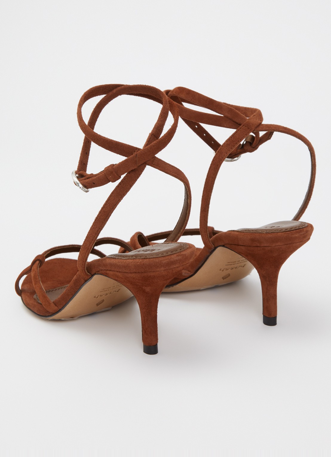 ba&sh Cera sandalette van suède - achterkant roodbruin