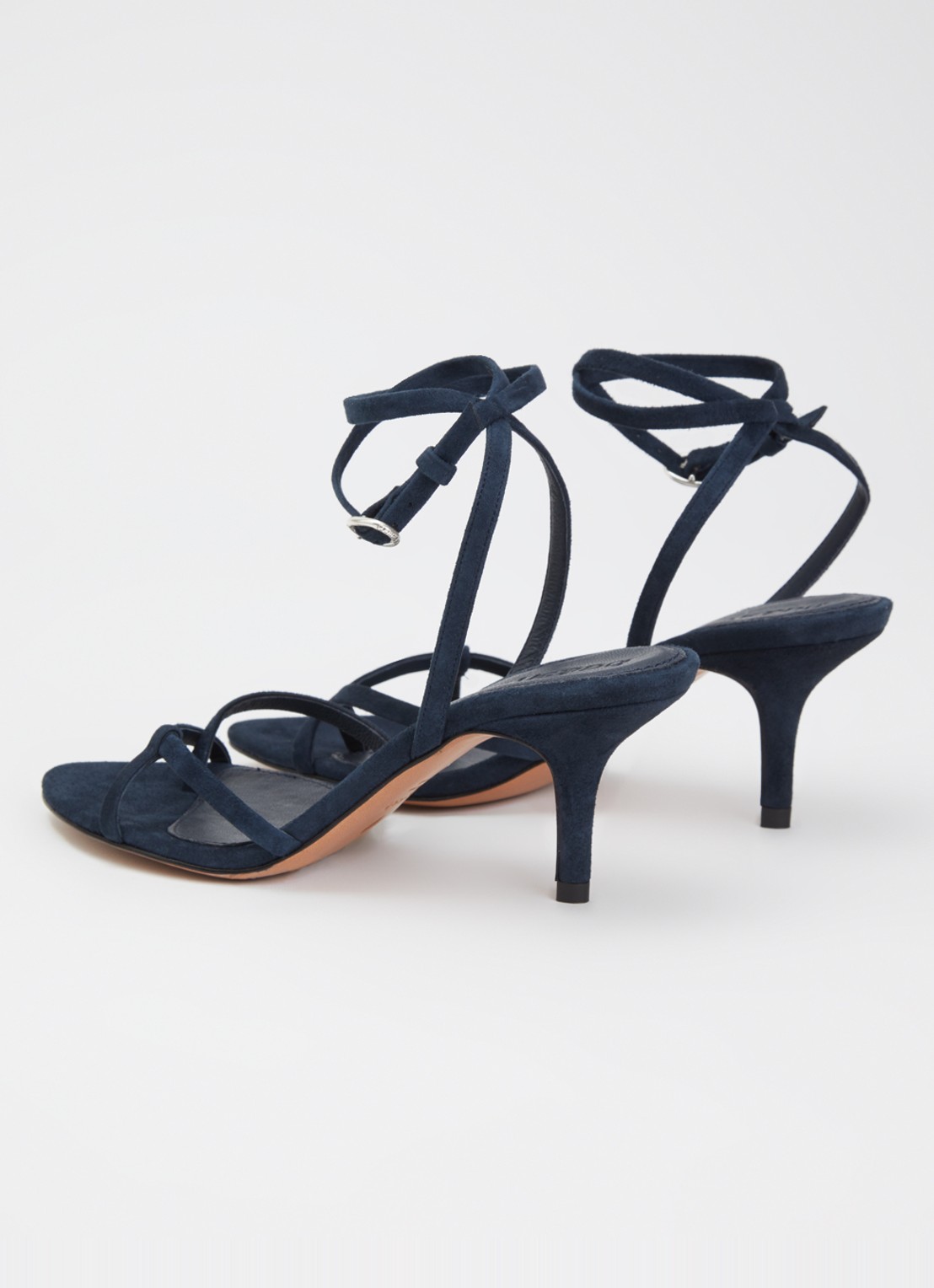 ba&sh Cera sandalette van suède - achterkant 4 donkerblauw
